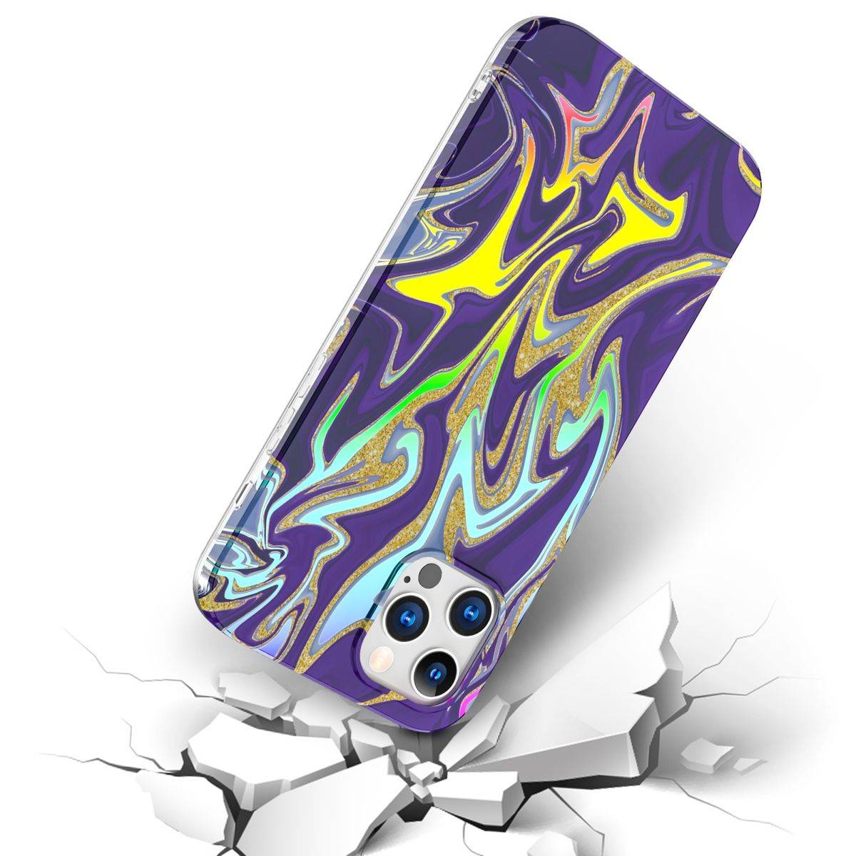 Für Apple iPhone 12 Pro Max Shockproof TPU Watercolor Splash Schutz Tasche Hülle Cover Etui Motiv 3