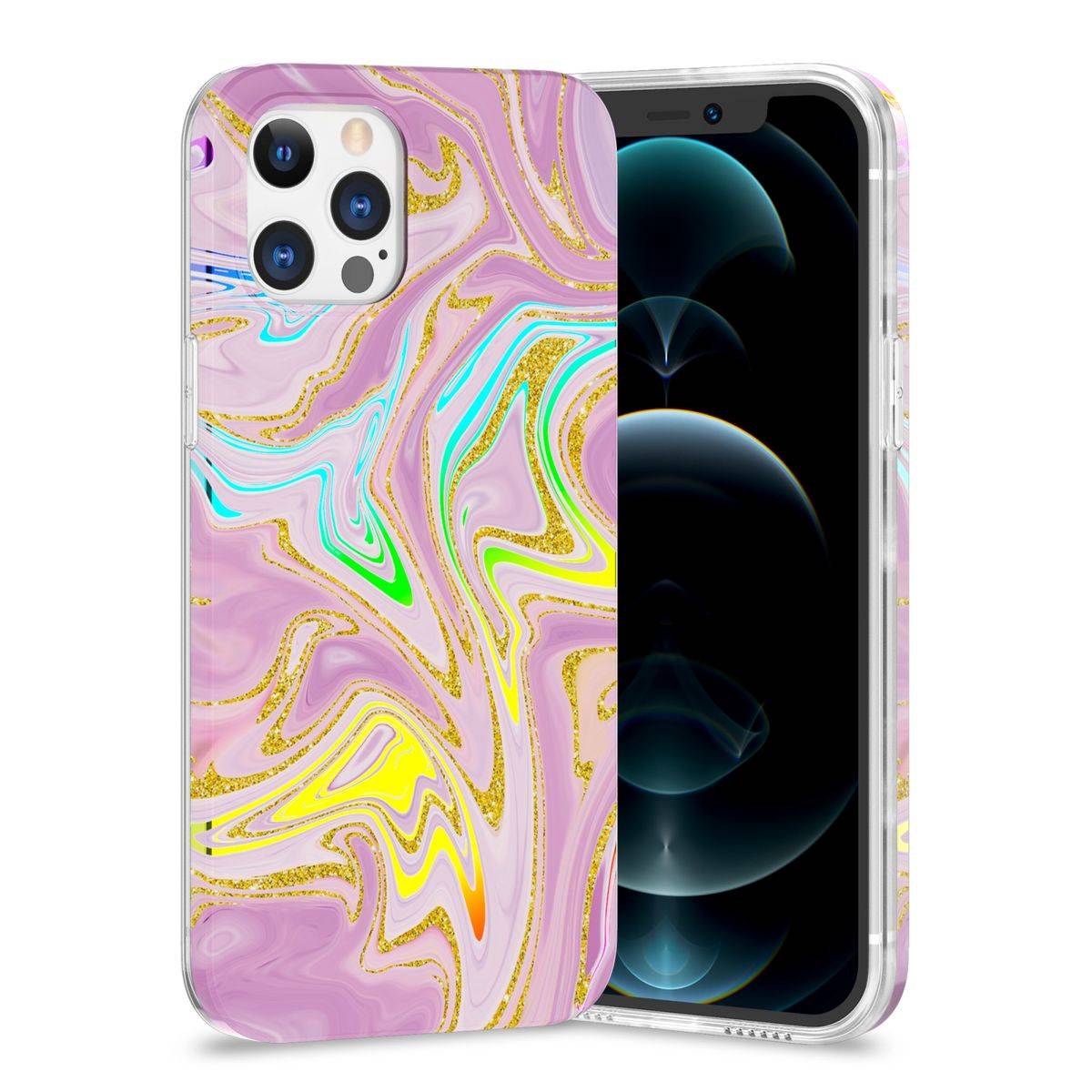 Für Apple iPhone 12 Pro Max Shockproof TPU Watercolor Splash Schutz Tasche Hülle Cover Etui Motiv 5