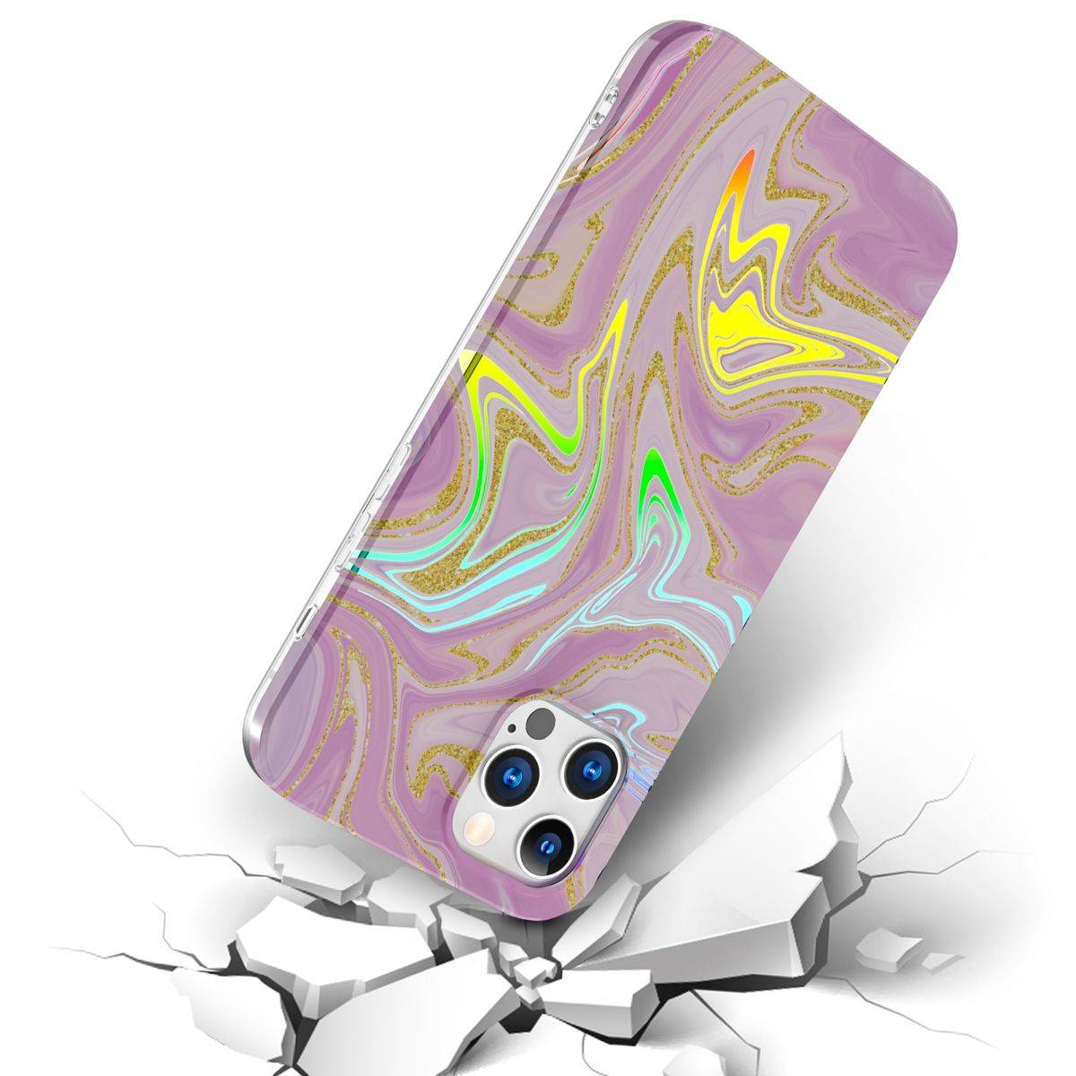 Für Apple iPhone 12 Pro Max Shockproof TPU Watercolor Splash Schutz Tasche Hülle Cover Etui Motiv 5