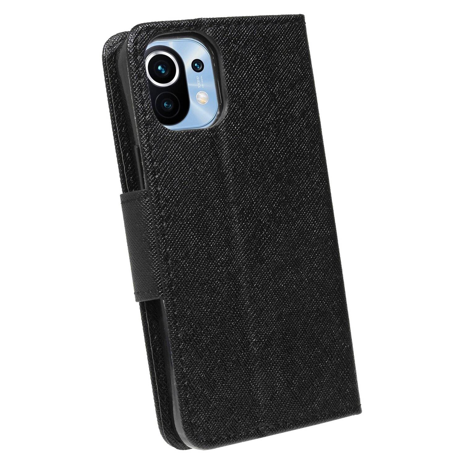 Buch Tasche "Fancy" für XIAOMI MI 11 Handy Hülle Brieftasche Schutzhülle mit Standfunktion, Kartenfach Schwarz