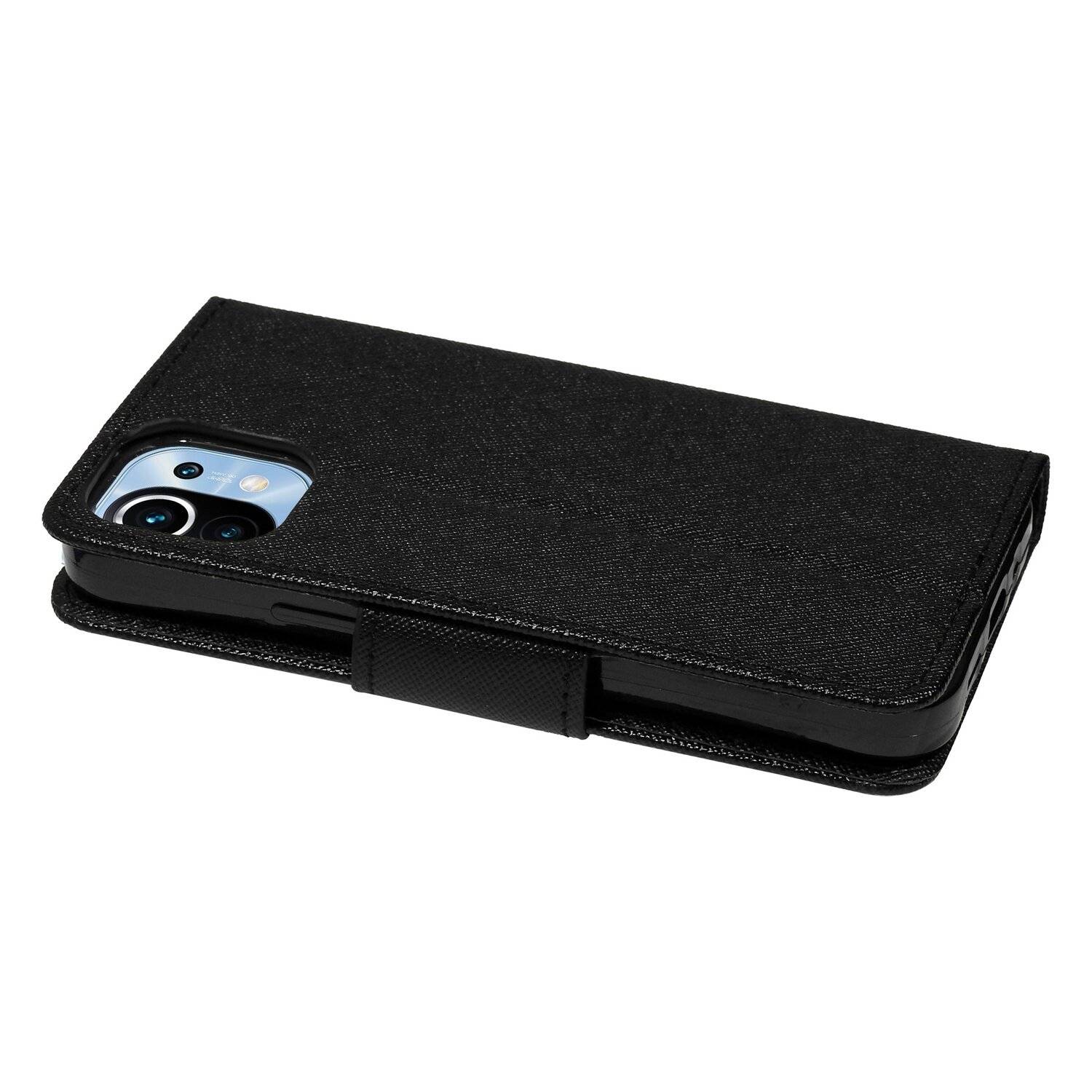 Buch Tasche "Fancy" für XIAOMI MI 11 Handy Hülle Brieftasche Schutzhülle mit Standfunktion, Kartenfach Schwarz
