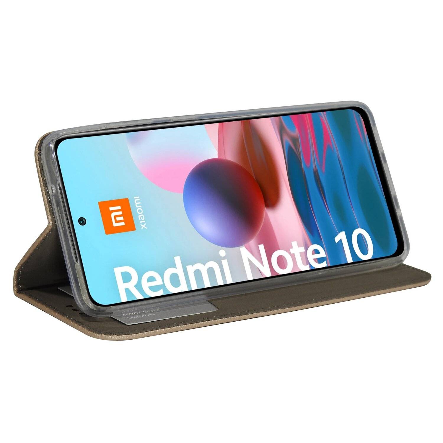 Buch Tasche "Smart" für XIAOMI REDMI NOTE 10 Handy Hülle Brieftasche Schutzhülle mit Standfunktion, Kartenfach Gold