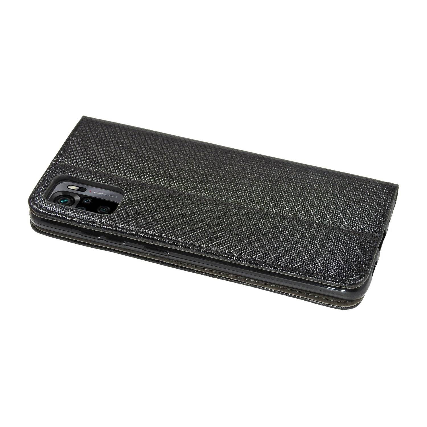 Buch Tasche "Smart" für XIAOMI REDMI NOTE 10s Handy Hülle Brieftasche Schutzhülle mit Standfunktion, Kartenfach Schwarz