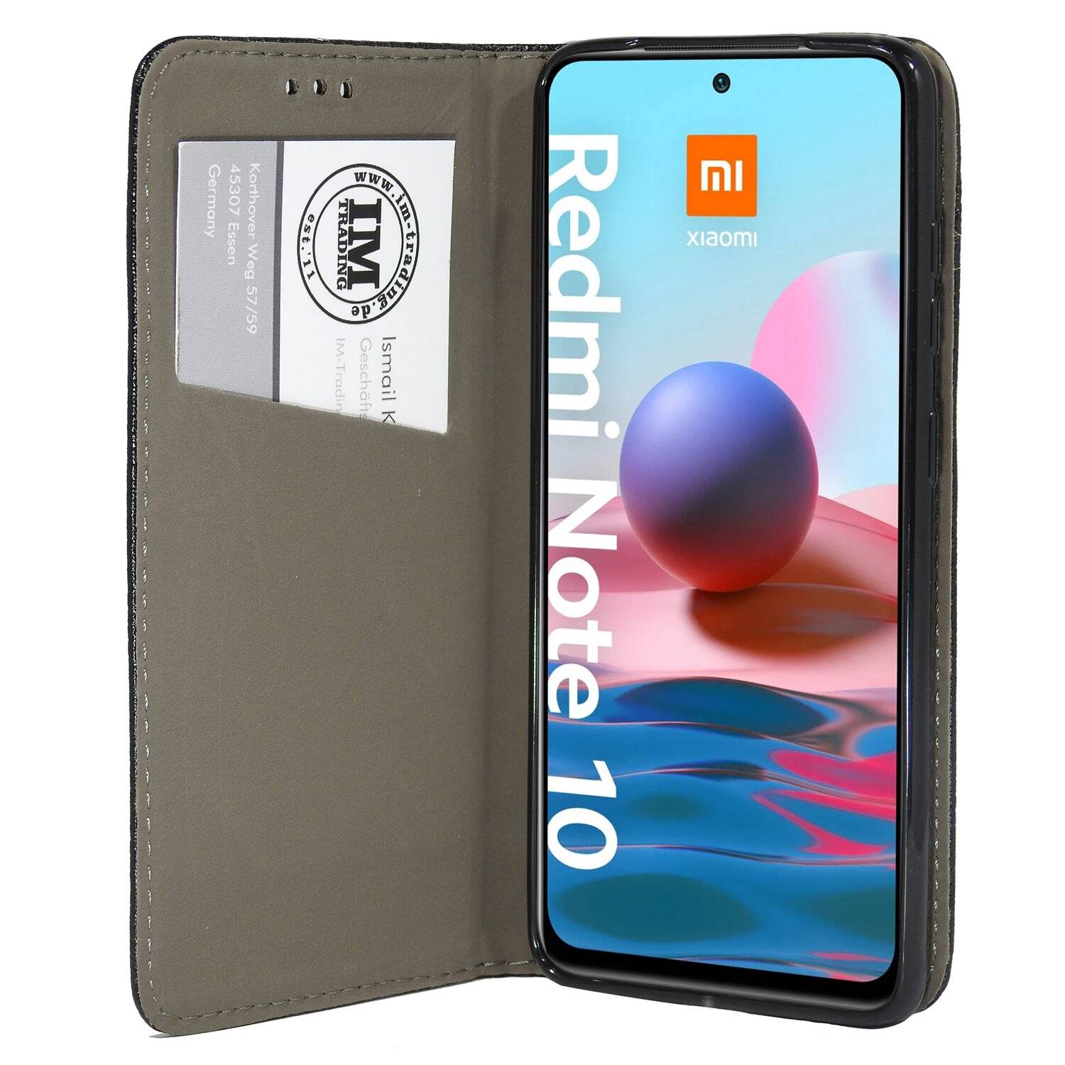 Buch Tasche "Smart" für XIAOMI REDMI NOTE 10s Handy Hülle Brieftasche Schutzhülle mit Standfunktion, Kartenfach Schwarz