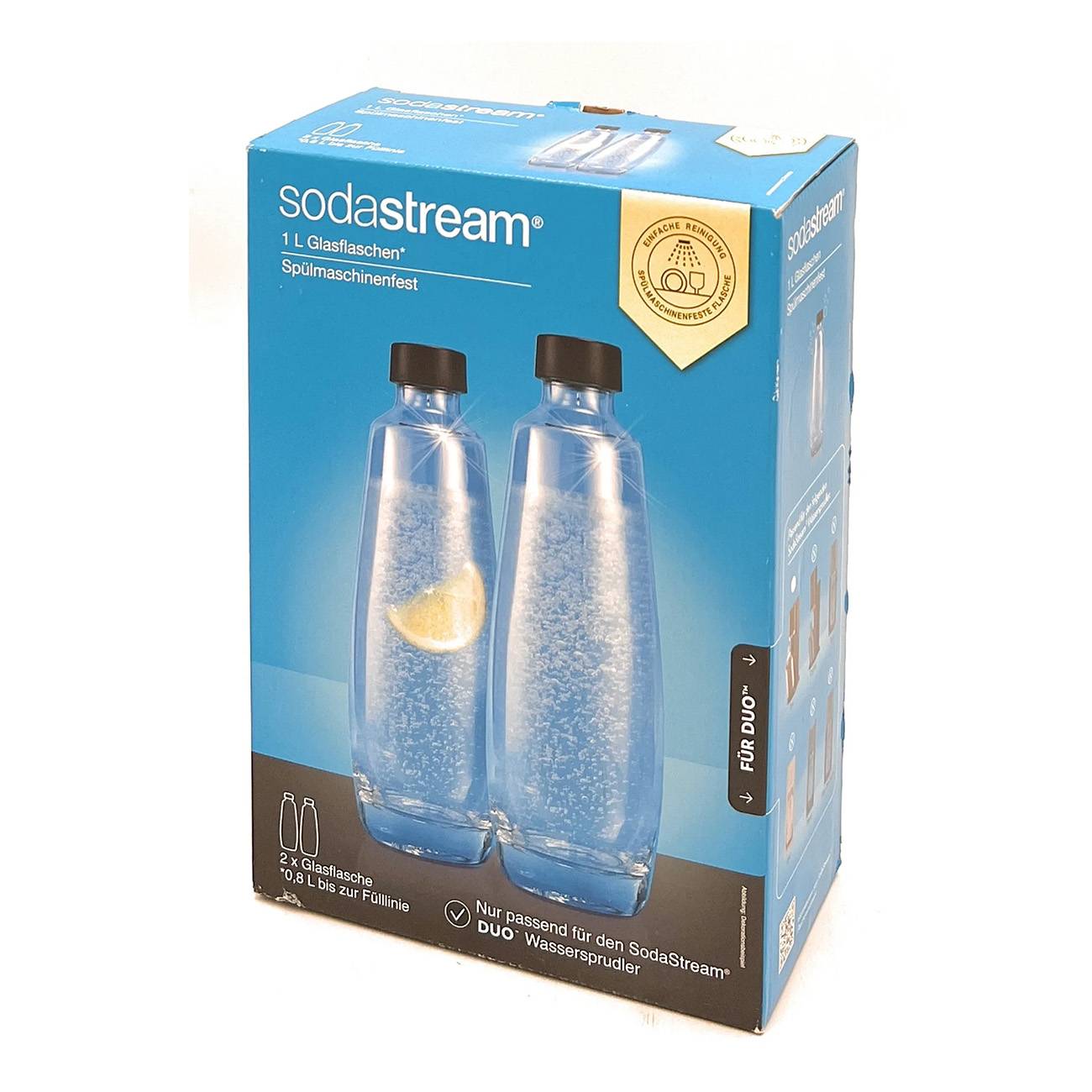 SodaStream 2 Glas-Flaschen 1L Twinpack Wassersprudler Zubehör