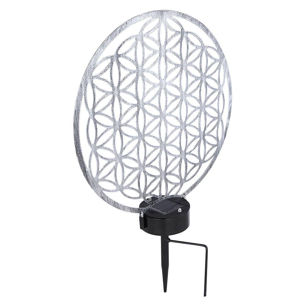 Gartendeko Solarlampe für Außen LED Terrassen Dekoration mit Lichteffekt, silber schwarz antik, 3000K, LxH 30x41 cm