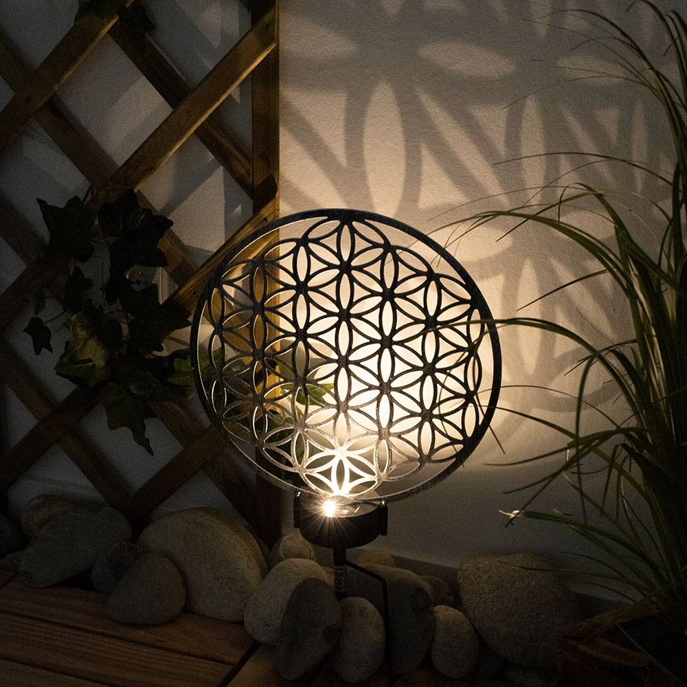 Gartendeko Solarlampe für Außen LED Terrassen Dekoration mit Lichteffekt, silber schwarz antik, 3000K, LxH 30x41 cm