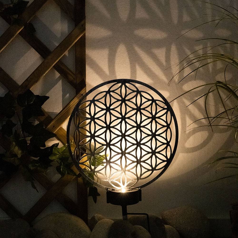 Gartendeko Solarlampe für Außen LED Terrassen Dekoration mit Lichteffekt, silber schwarz antik, 3000K, LxH 30x41 cm