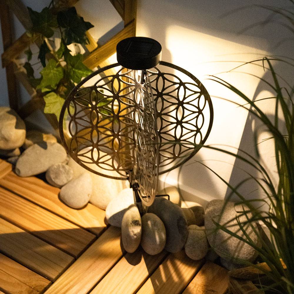 Solar Lampe Outdoor Solarleuchte orientalisch LED Garten Laterne Außen mit Lichteffekt Lebensblume, 1x LED warmweiß, DxH 20x31 cm, Terrasse