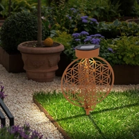 Solarkugel rost für Außen Solarleuchte rost Garten Solarlampe mit Erdspieß, Lichteffekt Muster Lebensblume, 1x LED warmweiß, DxH 20 x 31 cm, 2er Solarkugel rost für Außen Solarleuchte rost Garten Solarlampe mit Erdspieß, Lichteffekt Muster Lebensblume, 1x LED warmweiß, DxH 20 x 31 cm, 2er