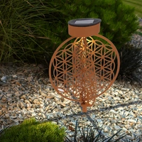 Solarkugel rost für Außen Solarleuchte rost Garten Solarlampe mit Erdspieß, Lichteffekt Muster Lebensblume, 1x LED warmweiß, DxH 20 x 31 cm, 2er Solarkugel rost für Außen Solarleuchte rost Garten Solarlampe mit Erdspieß, Lichteffekt Muster Lebensblume, 1x LED warmweiß, DxH 20 x 31 cm, 2er