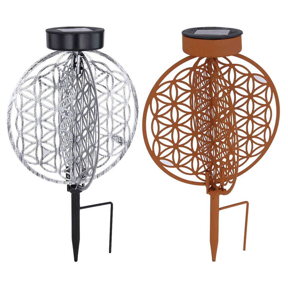 Kugel Solarleuchten für Außen Kugelleuchten Garten Solar Solarlampe orientalisch Kugel, Lichteffekt Muster Lebensblume, 1x LED, DxH 20 x 31 cm, 2er