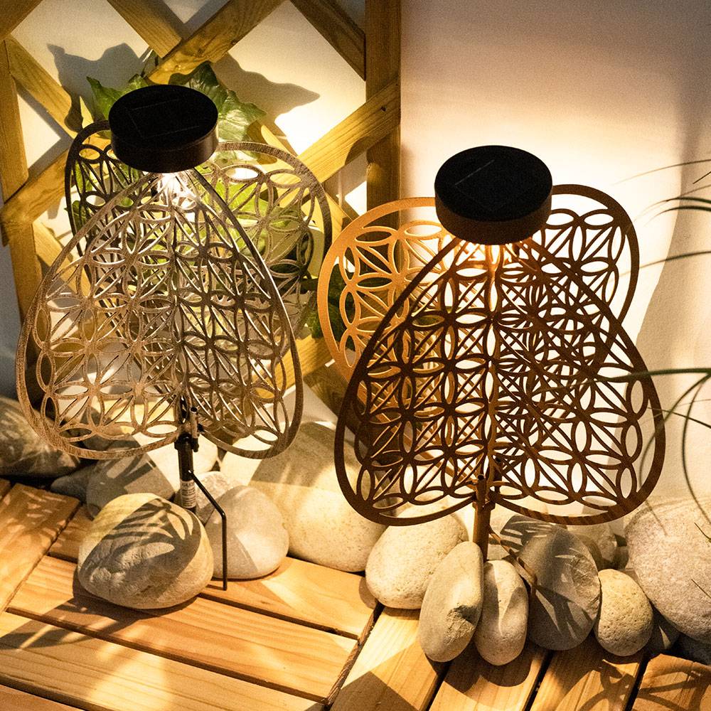 Kugel Solarleuchten für Außen Kugelleuchten Garten Solar Solarlampe orientalisch Kugel, Lichteffekt Muster Lebensblume, 1x LED, DxH 20 x 31 cm, 2er