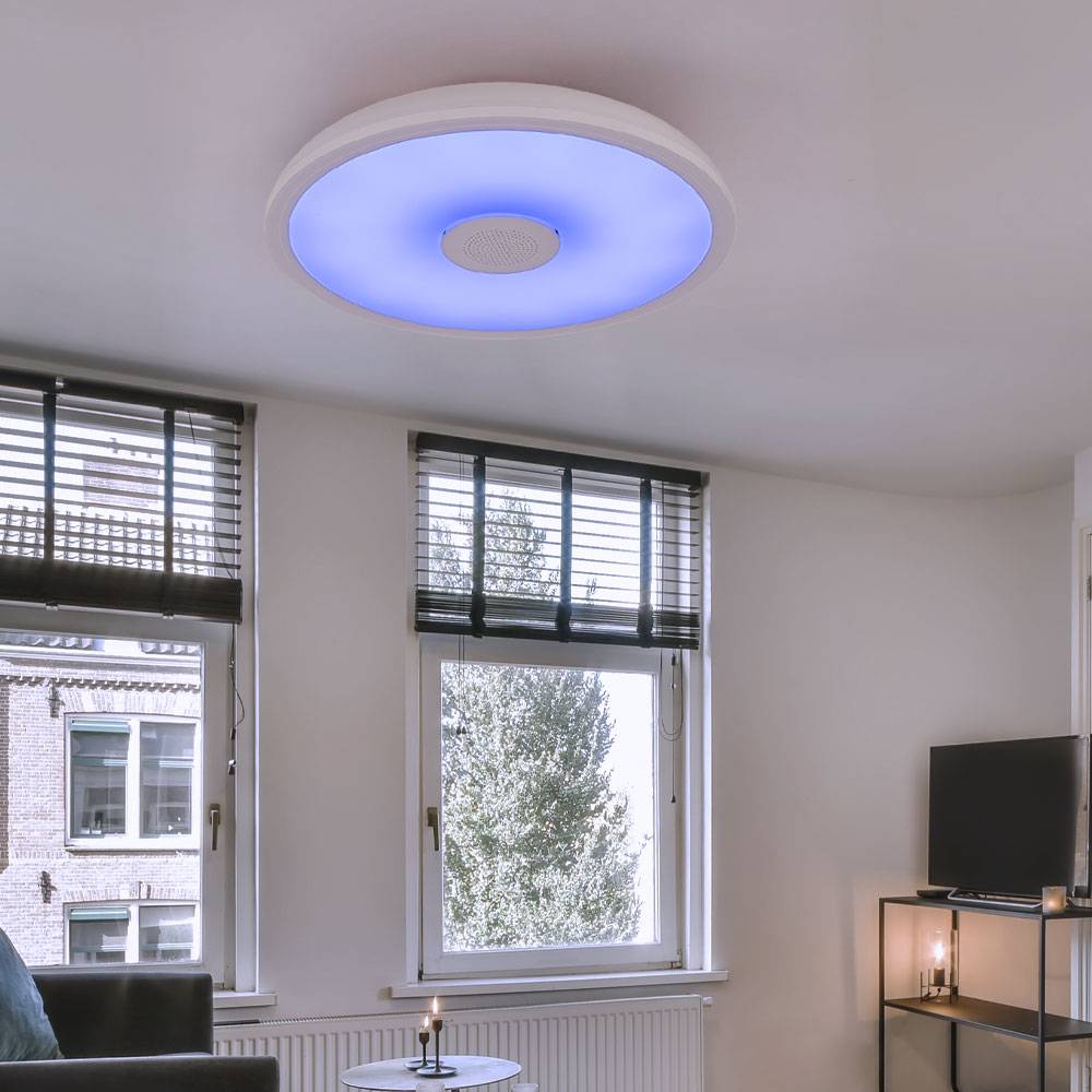 RGB LED Deckenleuchte Fernbedienung Deckenlampe Küche LED Lautsprecher Leuchte warm-kaltweiß , mit Farbewechsel dimmbar, 1x 18W 1100lm 3000-6500K,