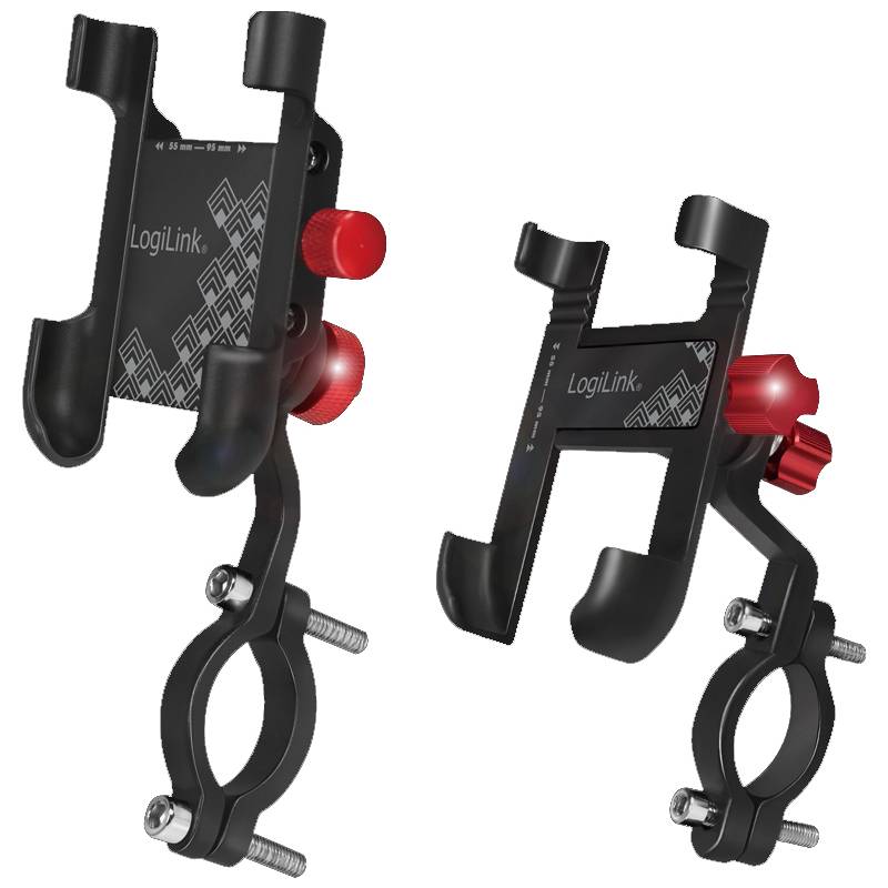 LogiLink Fahrrad-Smartphonehalterung, gerade, schwarz/rot