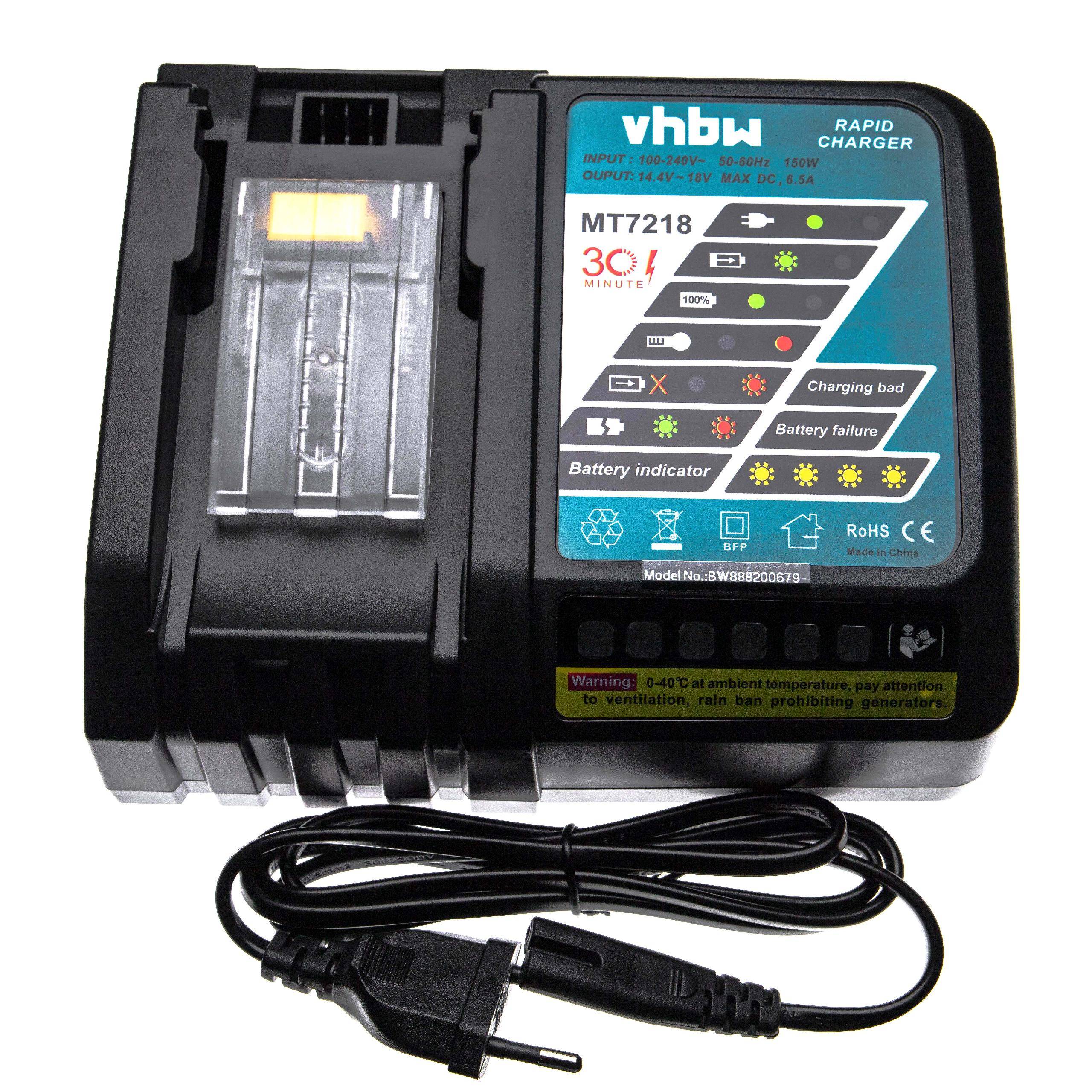 vhbw Schnellladegerät kompatibel mit Makita BDF343RHJ, BHR162ZJ, BHR162RFE, BHR162RFJ, 8281DWAE, BFR540ZJ, BDF446RFE Werkzeug Li-Ion-Akkus