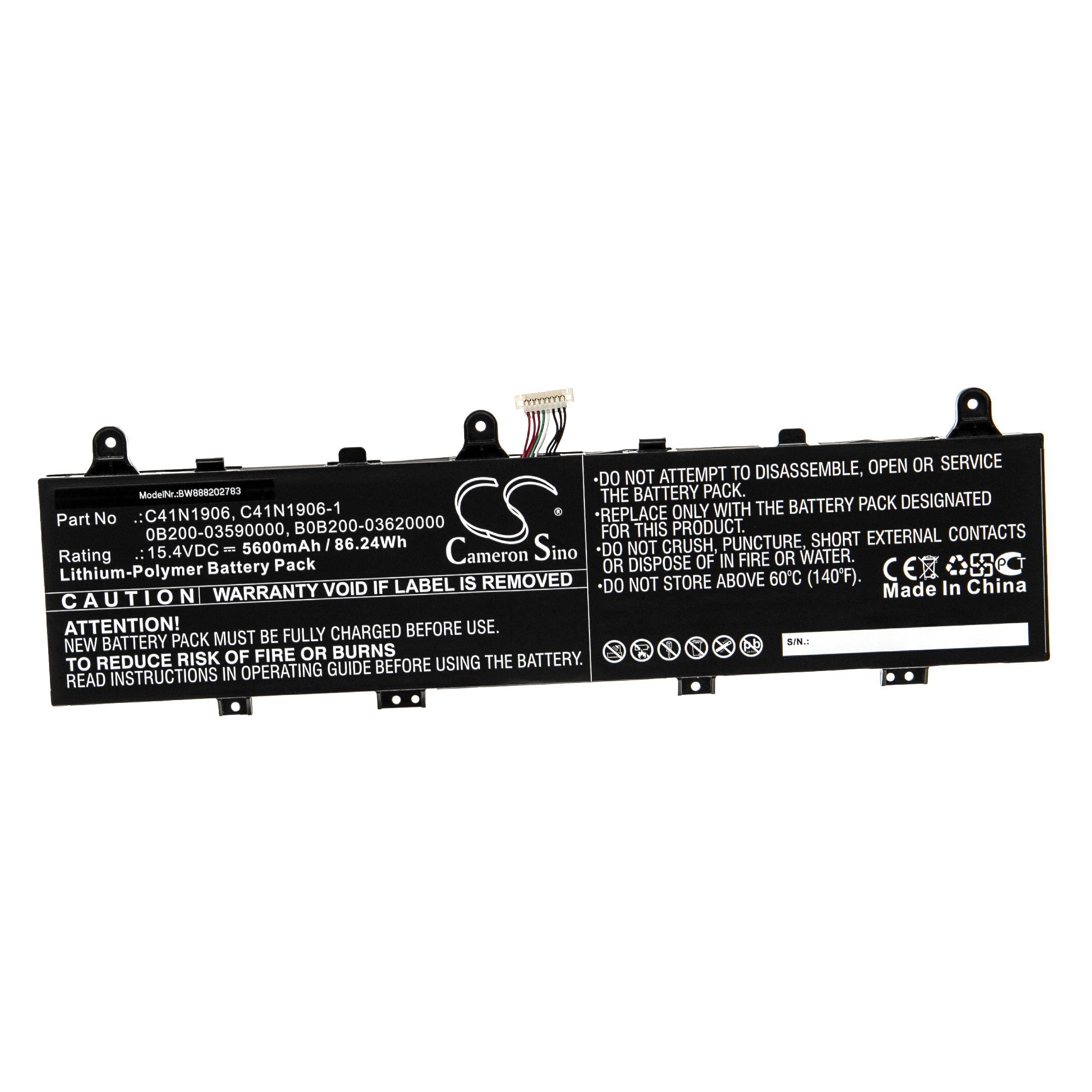 vhbw Akku Ersatz für Asus C41N1906-1 | für Notebook (5600mAh, 15,4V, Li-Polymer)