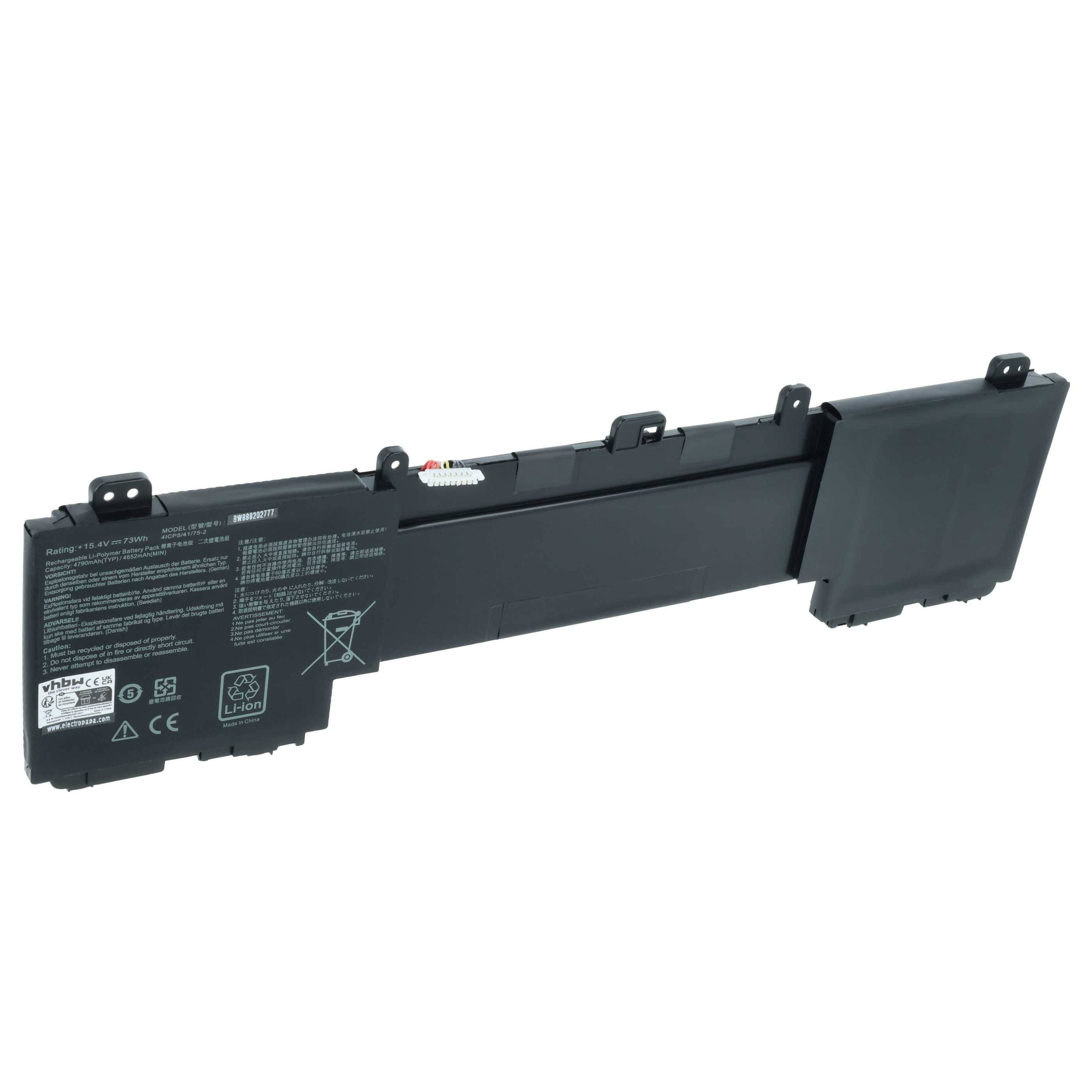 vhbw Akku kompatibel mit Asus UX550VD, UX550VD-1A, UX550VD-1B, UX550VE, UX550VE-1A Notebook (4650mAh, 15,4V, Li-Polymer)