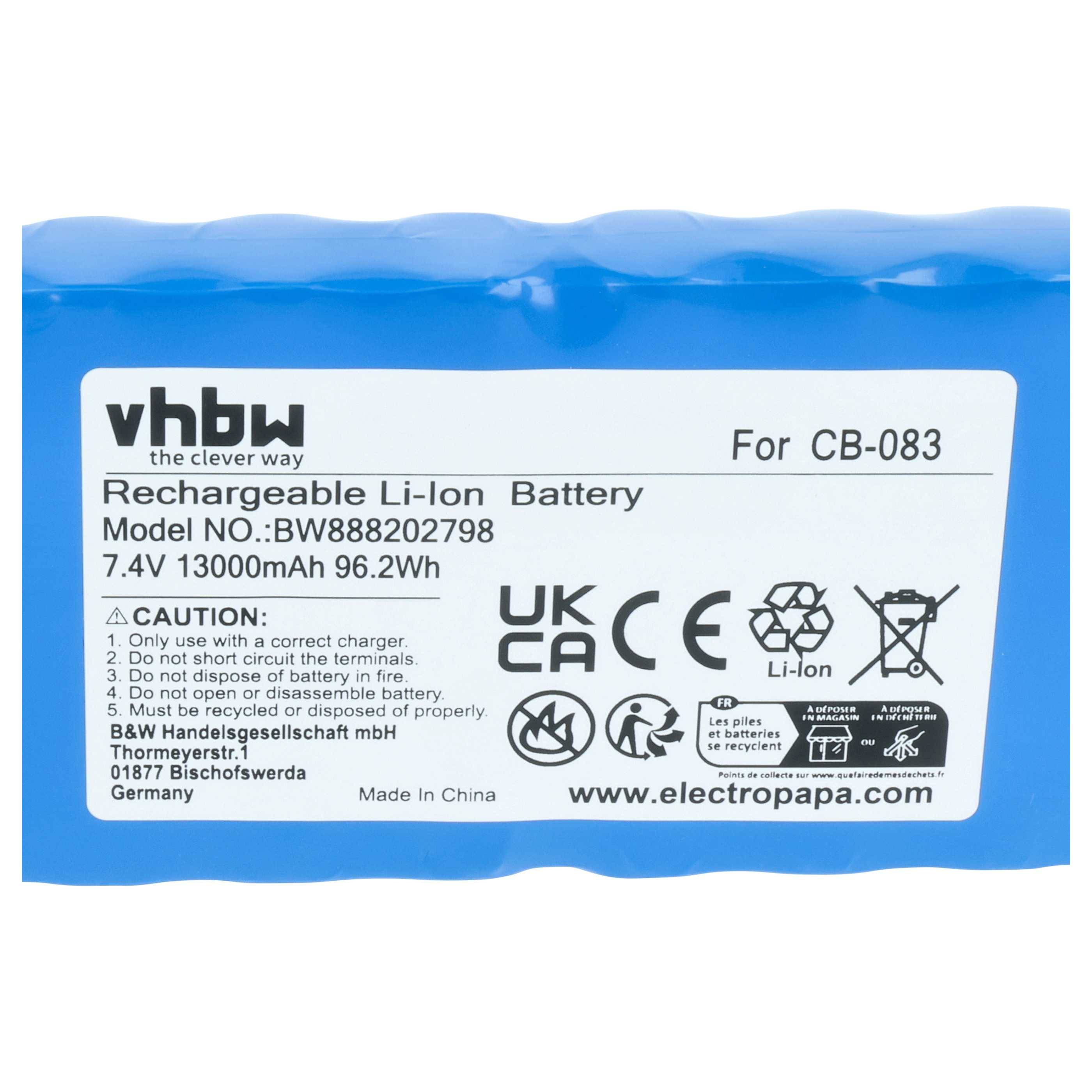 vhbw Akku Ersatz für Promax CB-083 | Messgerät (13000 mAh, 7,4 V, Li-Ion)