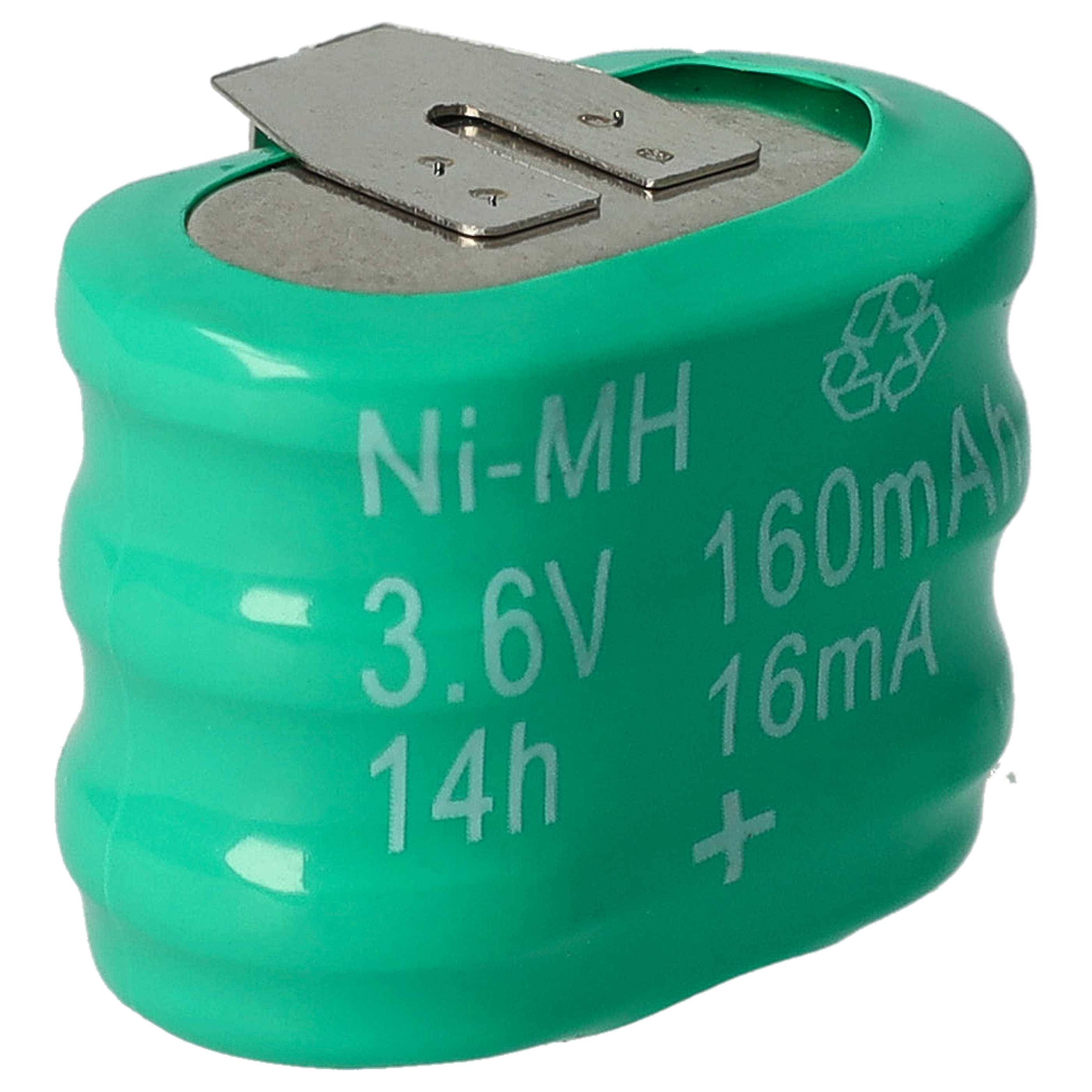 Grüne Ni-MH-Batterie mit der Aufschrift „3,6V 160mAh 16mA 14h