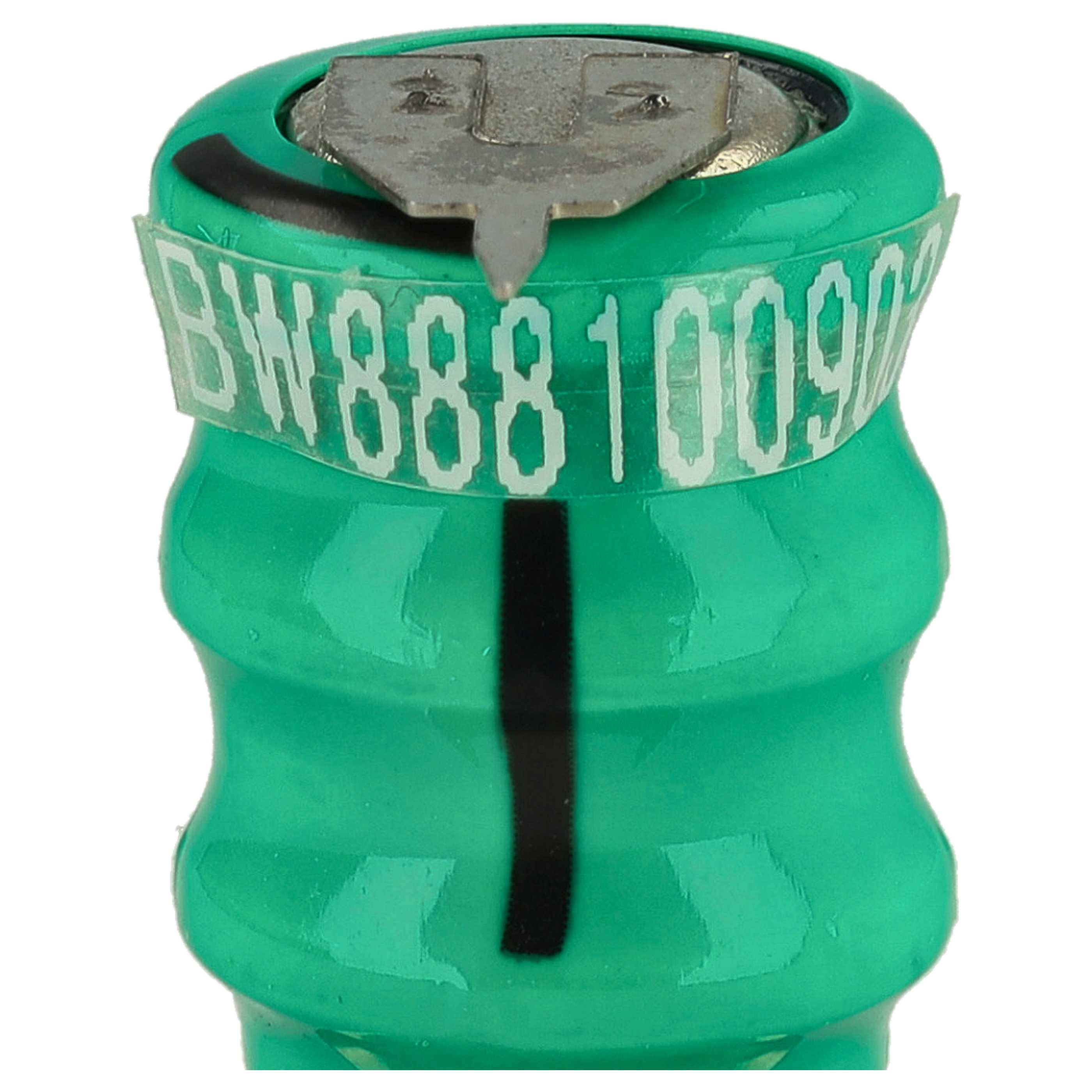Grüner zylindrischer Kondensator mit Metallanschlüssen oben, gekennzeichnet mit „BW888100902