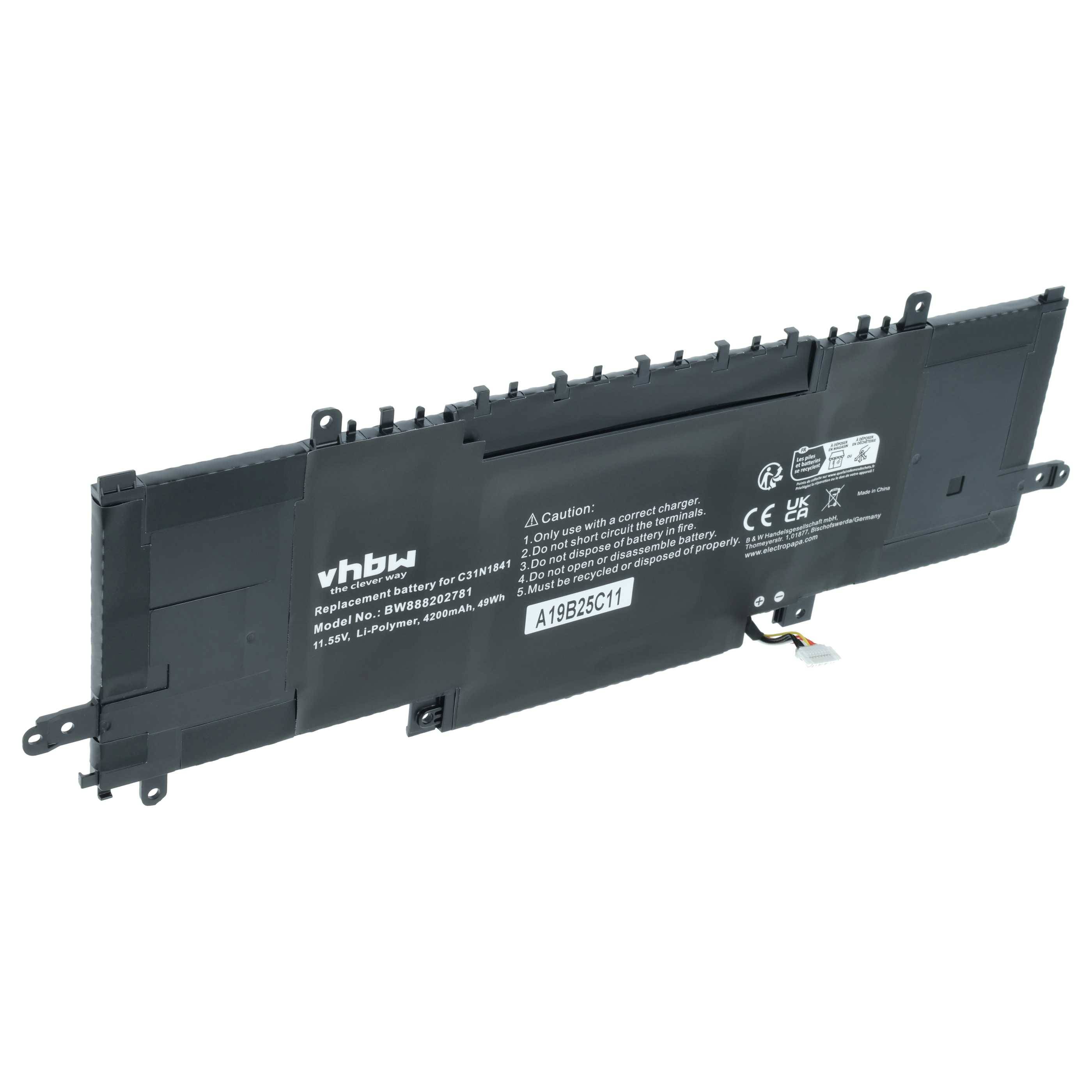 vhbw Akku kompatibel mit Asus ZenBook Flip 14 UX463FL-AI088T, Flip 14 UX463FL-AI092T Notebook (4200 mAh, 11,55 V, Li-Polymer)