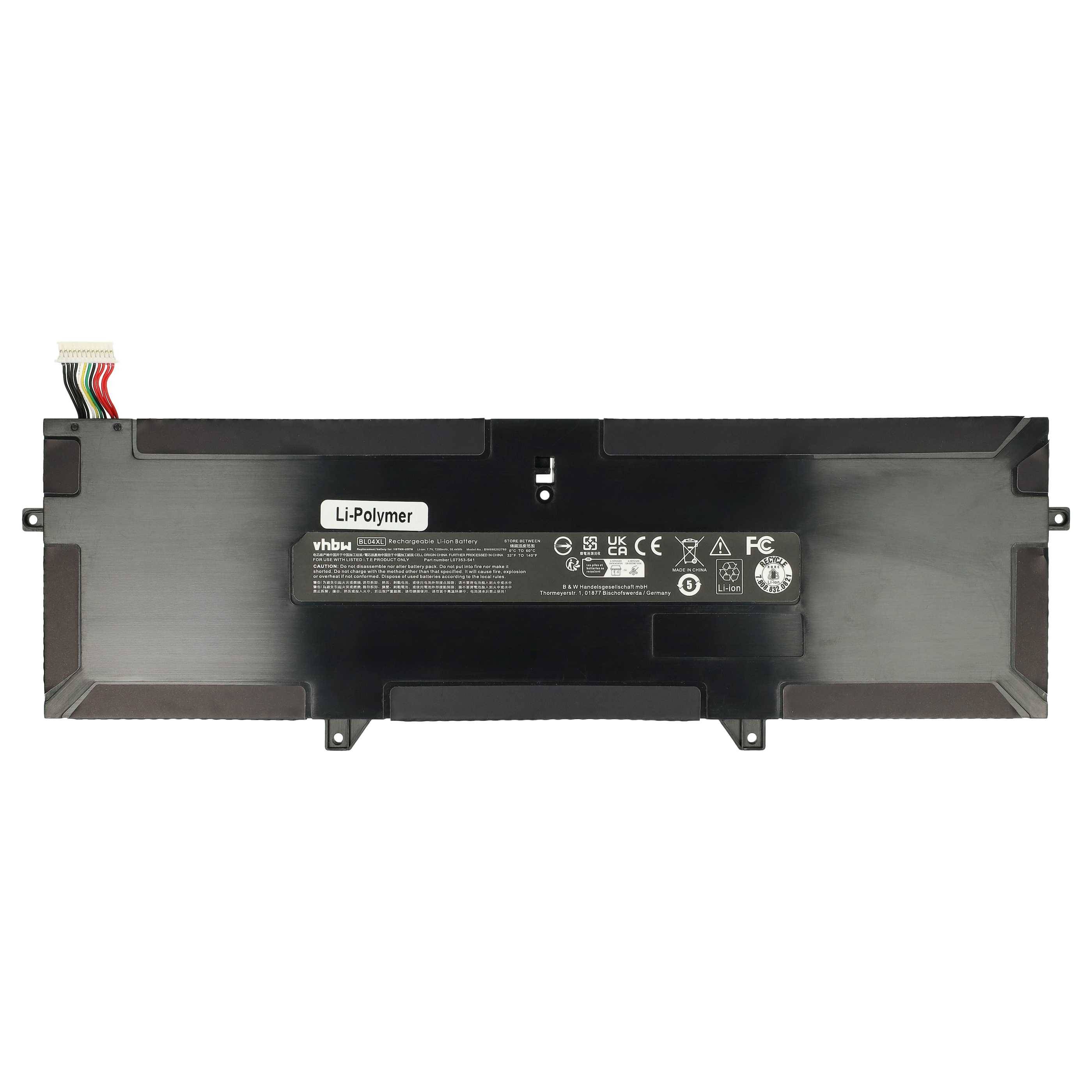 vhbw Akku kompatibel mit HP EliteBook x360 1040 G5(5DG23EA), x360 1040 G5(5DG06EA) Notebook (7200 mAh, 7,7 V, Li-Polymer)