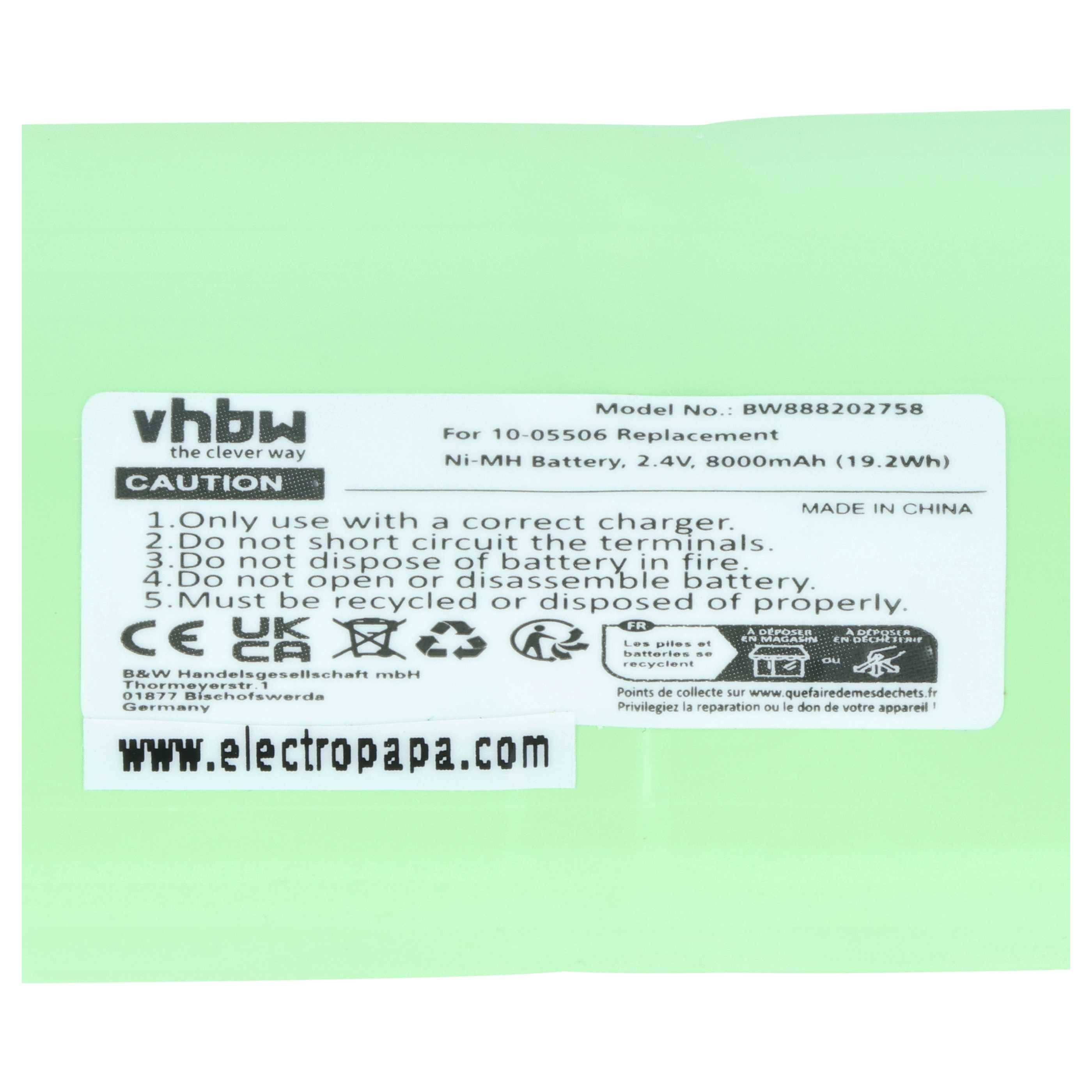 vhbw Akku kompatibel mit Geo-Fennel FL 400 HA-G, FL 1000 Messgerät (8000 mAh, 2,4 V, NiMH)