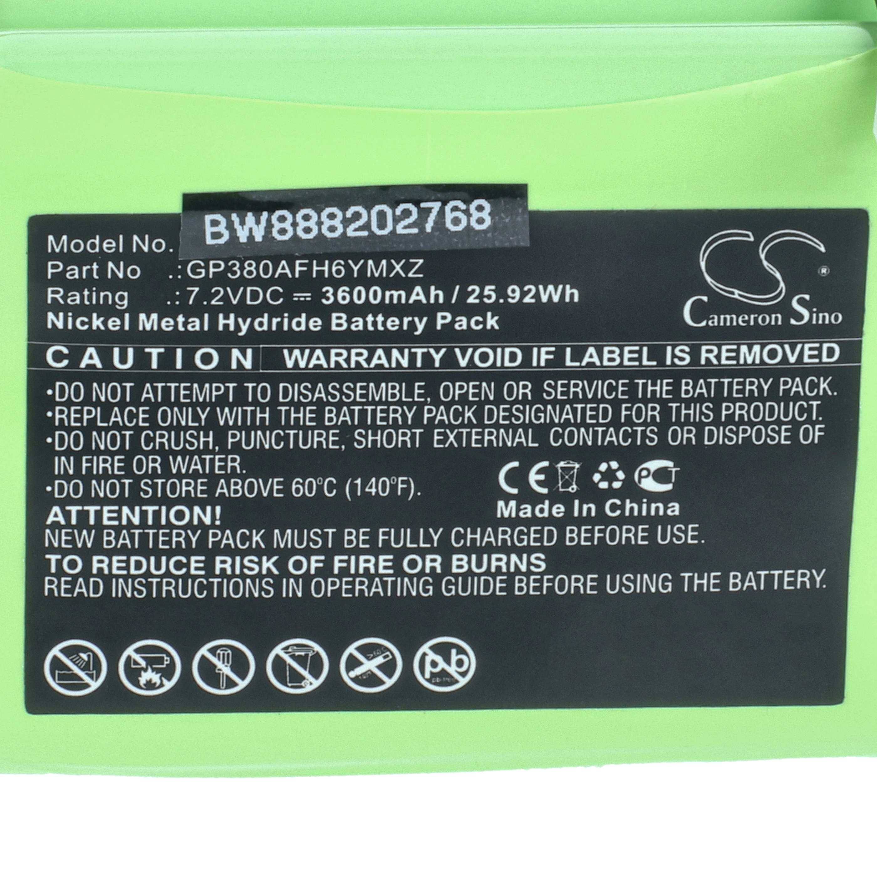 vhbw Akku kompatibel mit Megalite P-335 Messgerät (3600mAh, 7,2V, NiMH)