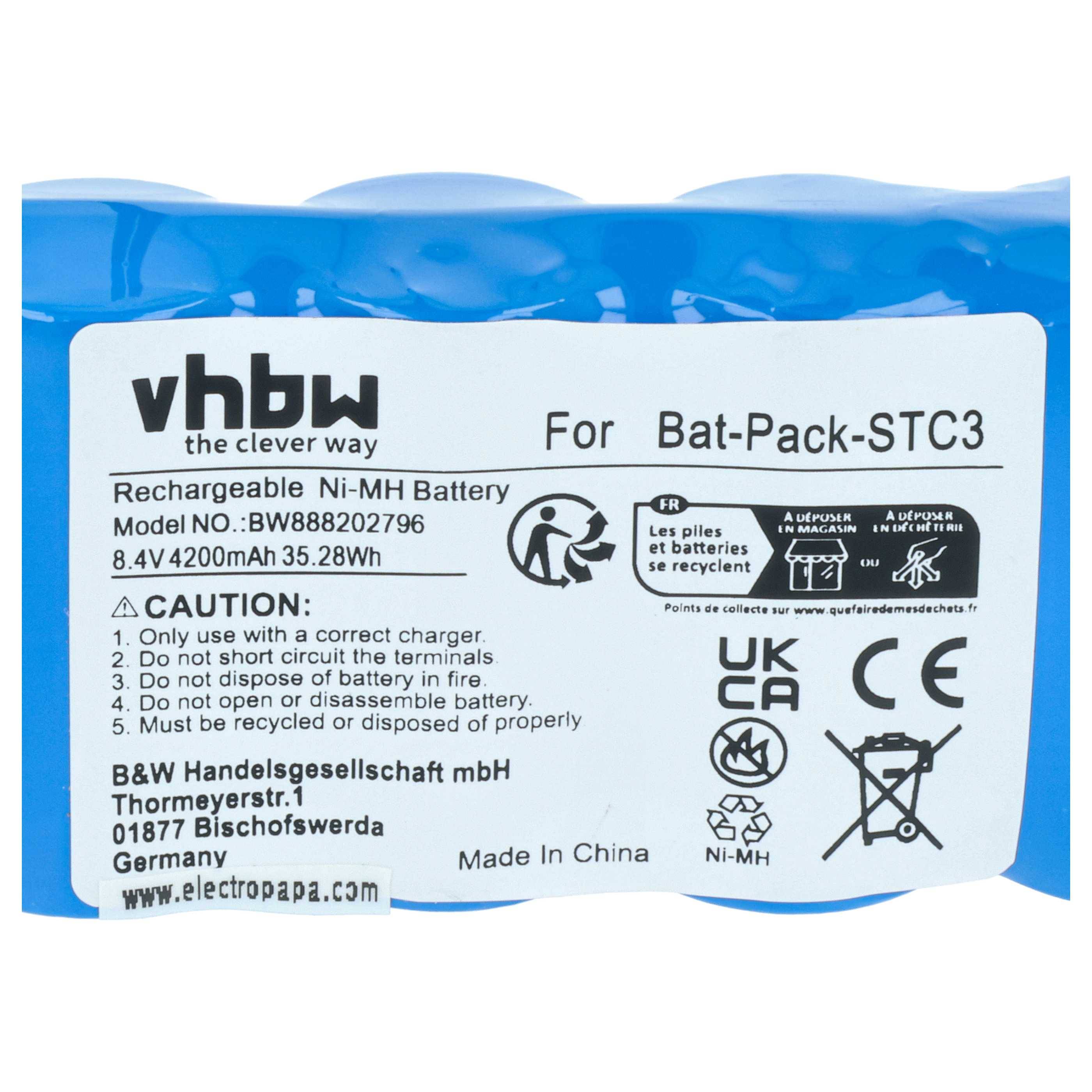 vhbw Akku Ersatz für Rover Bat-Pack-STC3 für Messgerät (4200 mAh, 8,4 V, NiMH)