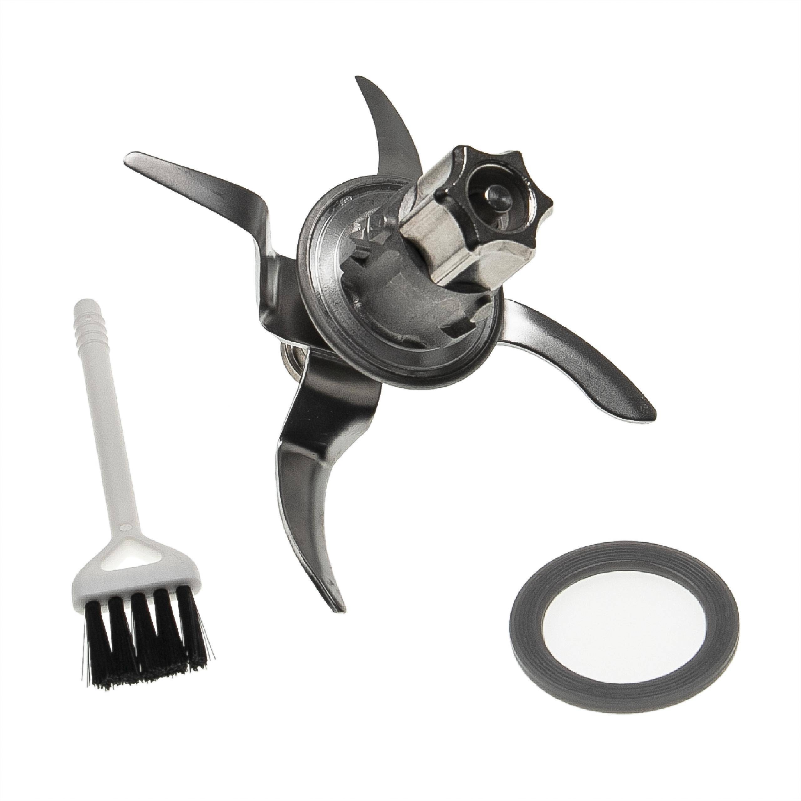 vhbw Mixmesser kompatibel mit Vorwerk Thermomix TM7, TM6 Küchenmaschine - Mit 4 Klingen aus Edelstahl, inkl. Reinigungsbürste