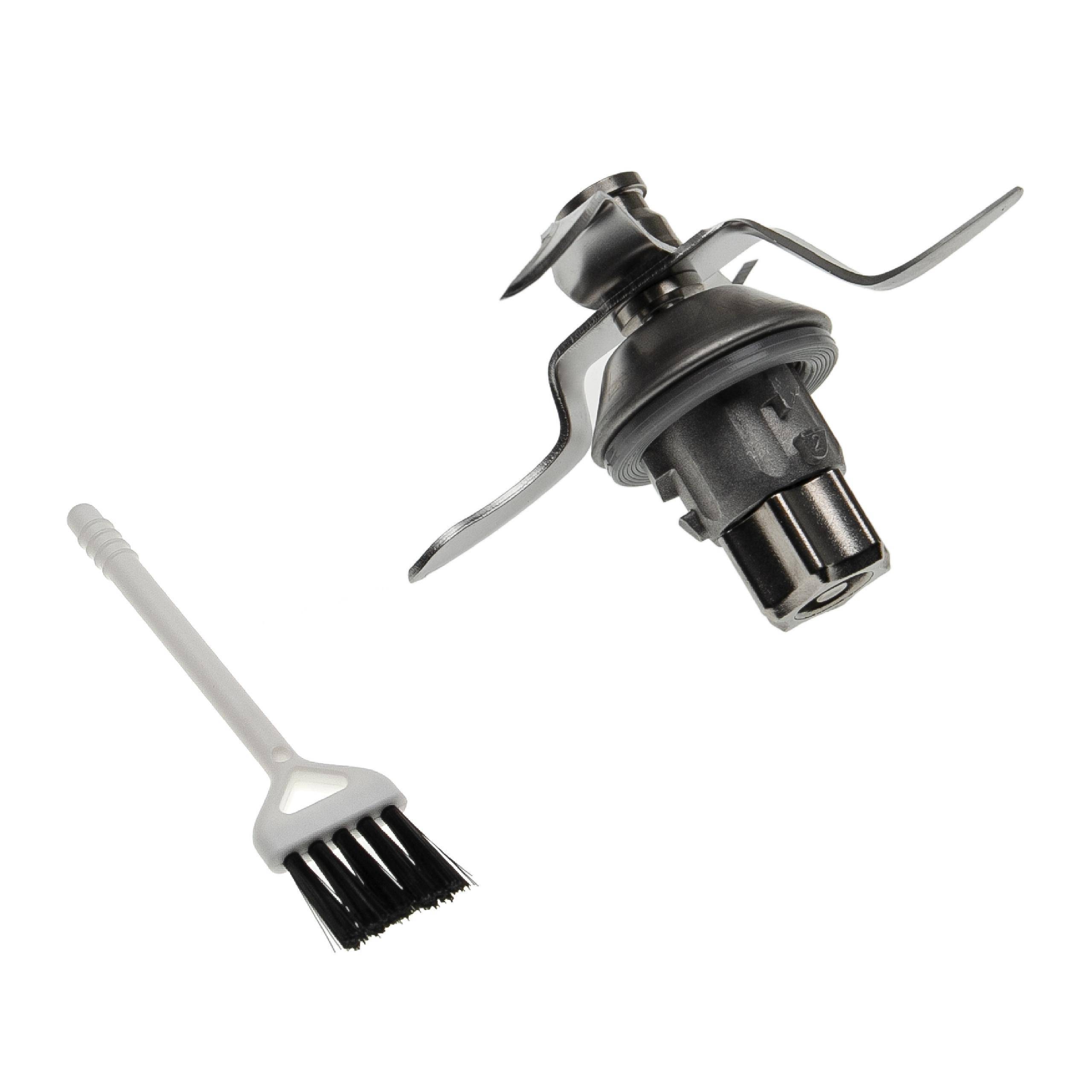 vhbw Mixmesser kompatibel mit Vorwerk Thermomix TM7, TM6 Küchenmaschine - Mit 4 Klingen aus Edelstahl, inkl. Reinigungsbürste