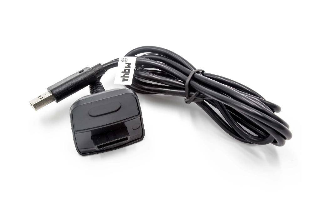 Ein schwarzes Ladekabel mit einem rechteckigen Stecker mit der Aufschrift „vhbw