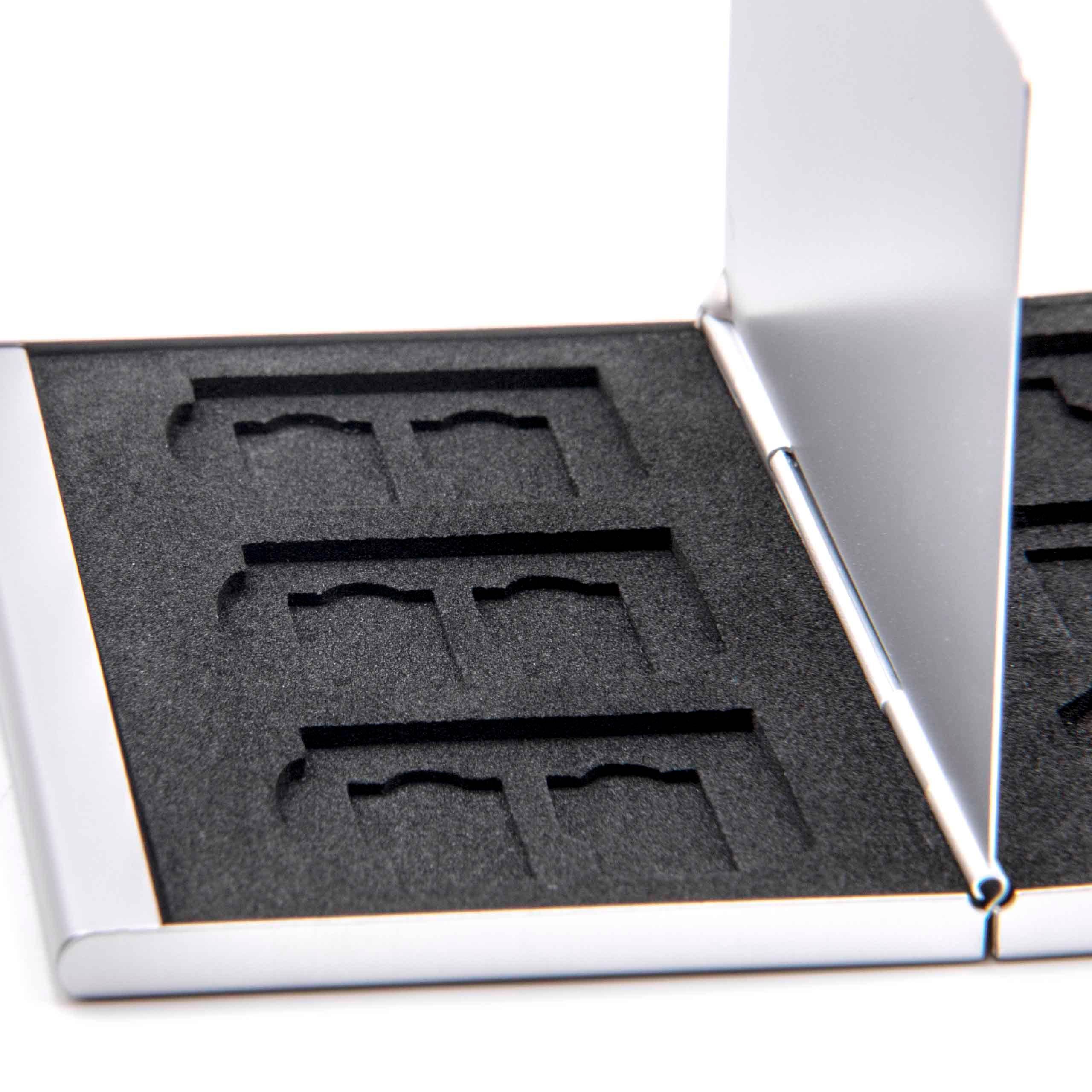 vhbw Etui für 6x SD, SDHC, SDXC Speicherkarten, 12x Micro-SD / Transflash Speicherkarten - Case Silber