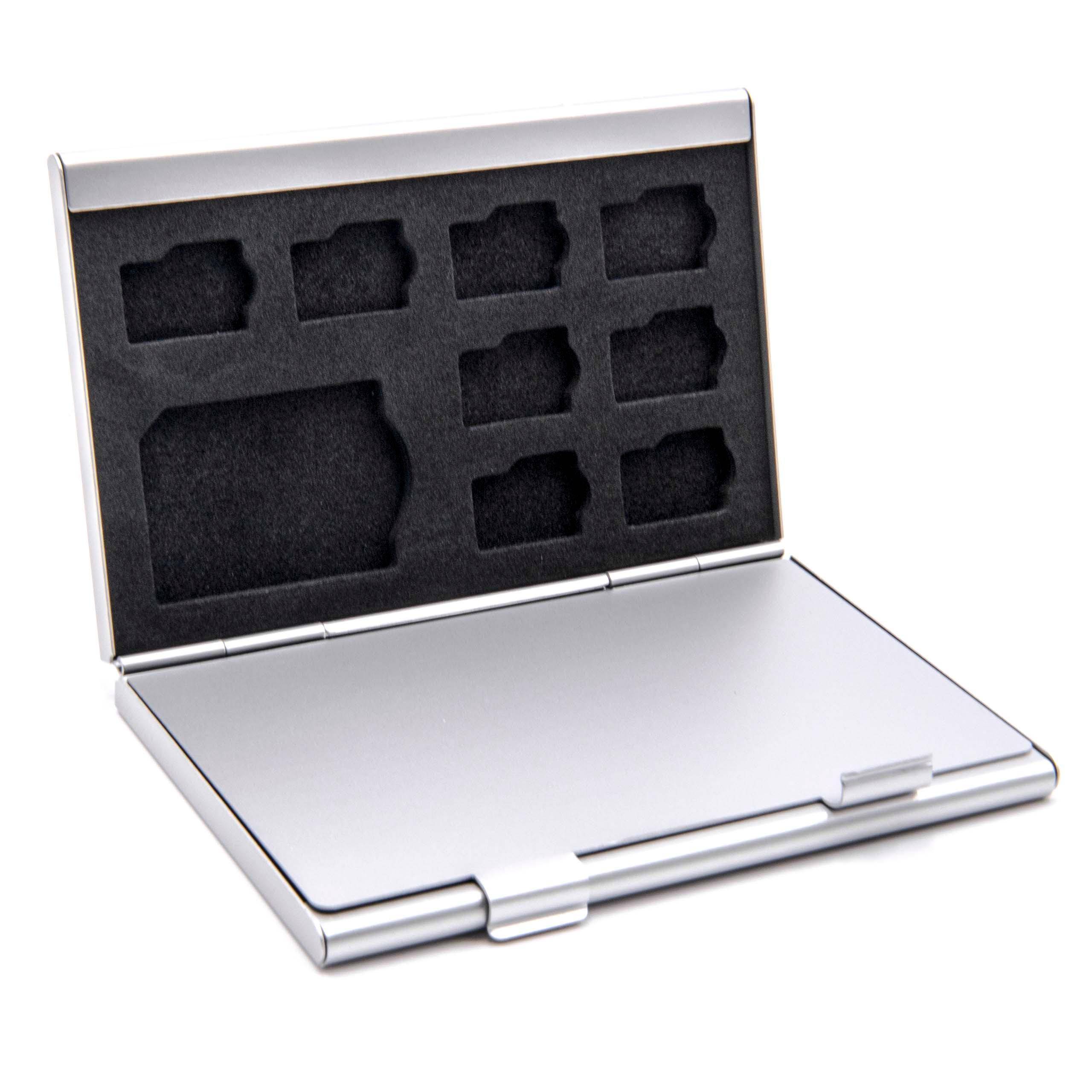 vhbw Etui für 2x SD, SDHC, SDXC Speicherkarten, 16x Micro-SD / Transflash Speicherkarten - Case Silber