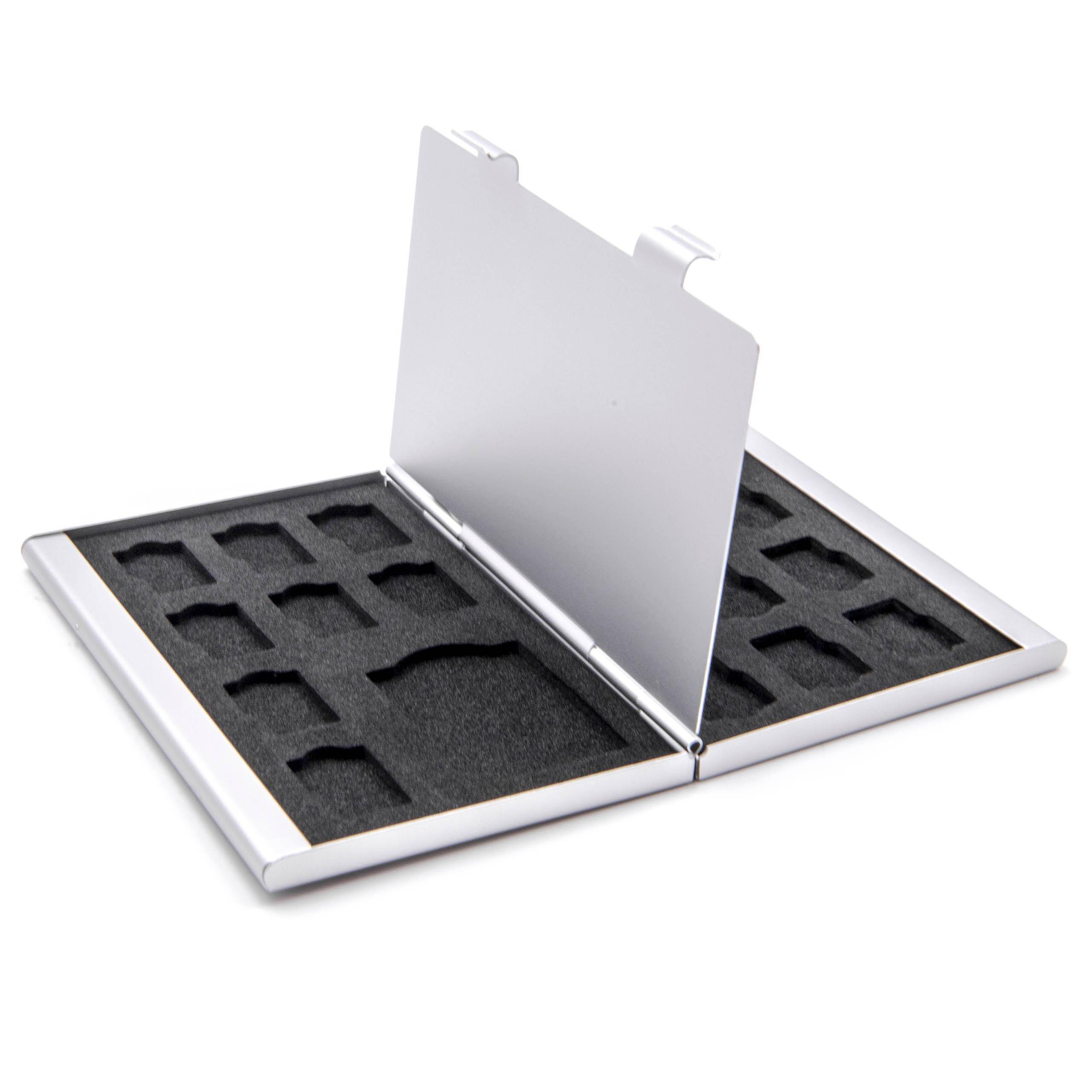 vhbw Etui für 2x SD, SDHC, SDXC Speicherkarten, 16x Micro-SD / Transflash Speicherkarten - Case Silber