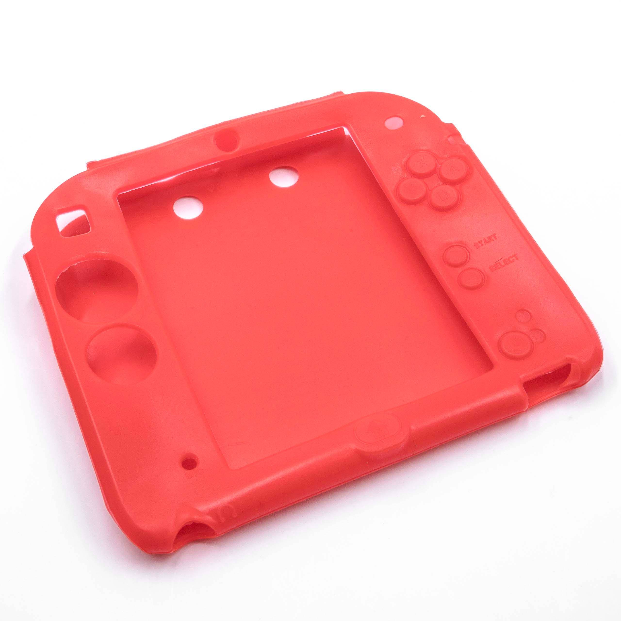 vhbw Hülle Case kompatibel mit Nintendo 2DS Spielkonsole, Controller - Silikon, Rot