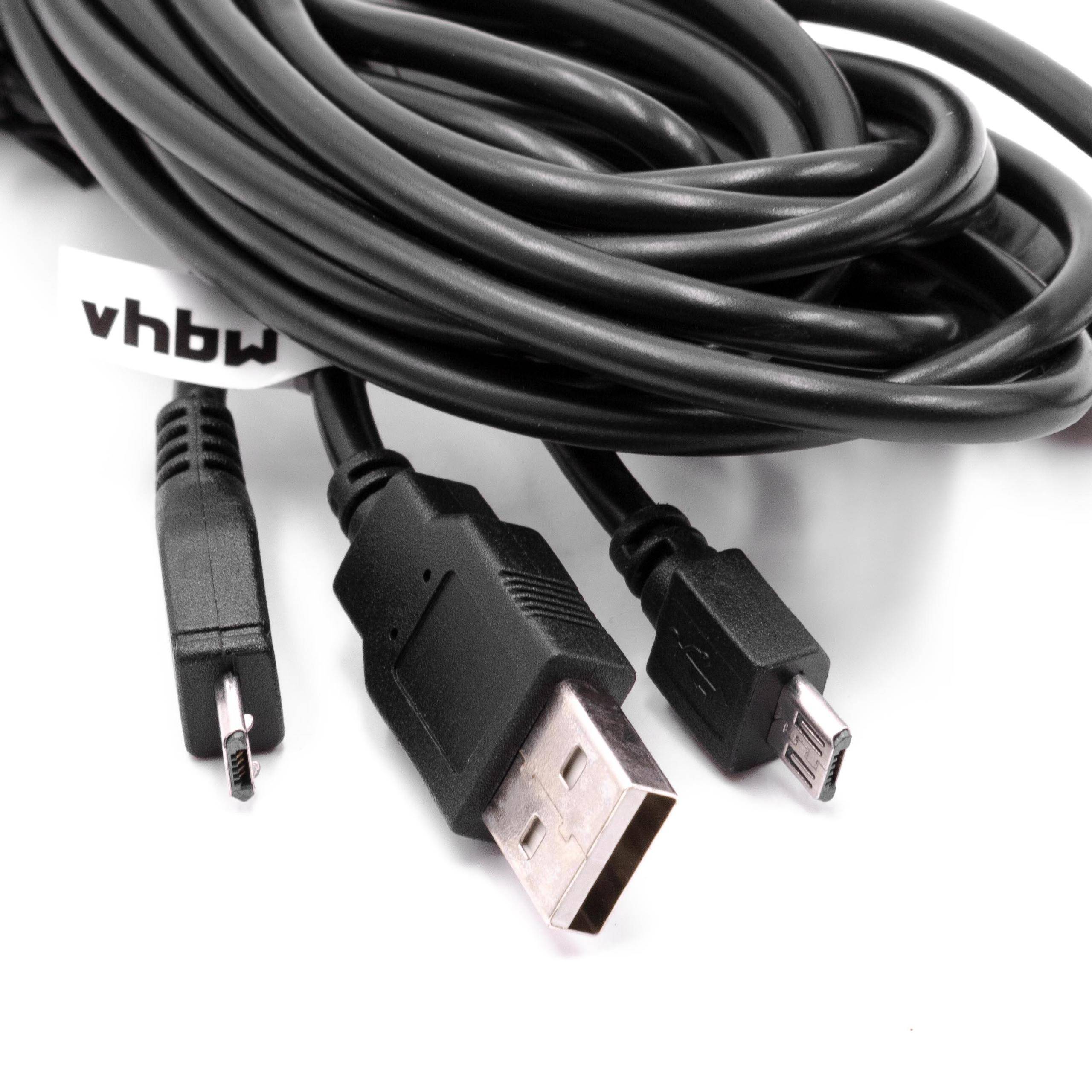 vhbw USB-Ladekabel kompatibel mit Sony PS4 DualShock 4 Controller Spielekonsole - Kabel, 3,41 m Schwarz