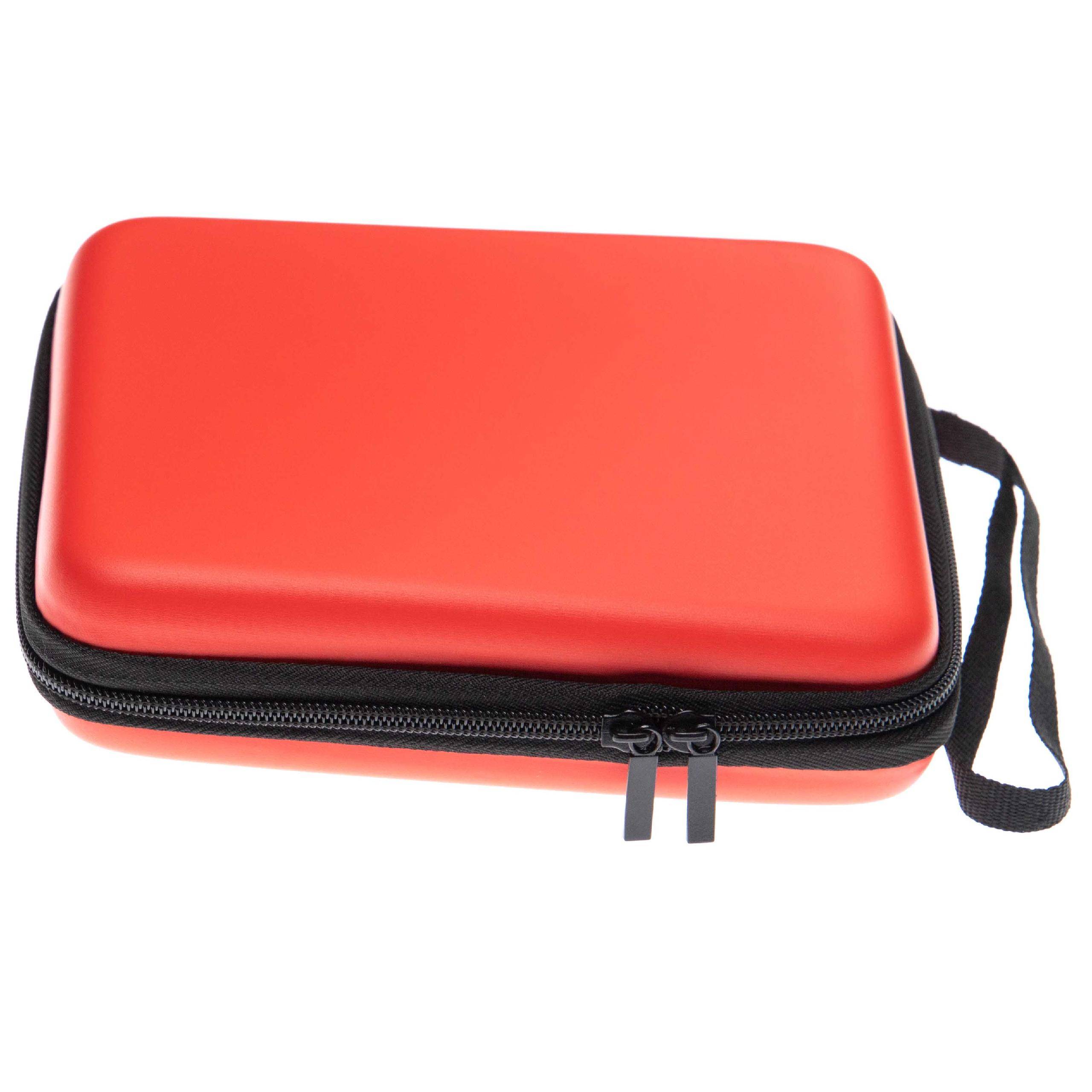 vhbw Tasche kompatibel mit Nintendo 2DS Spielekonsole - Schutzhülle, Tragetasche + Trageschlaufe mit Karabinerhaken, schwarz, rot