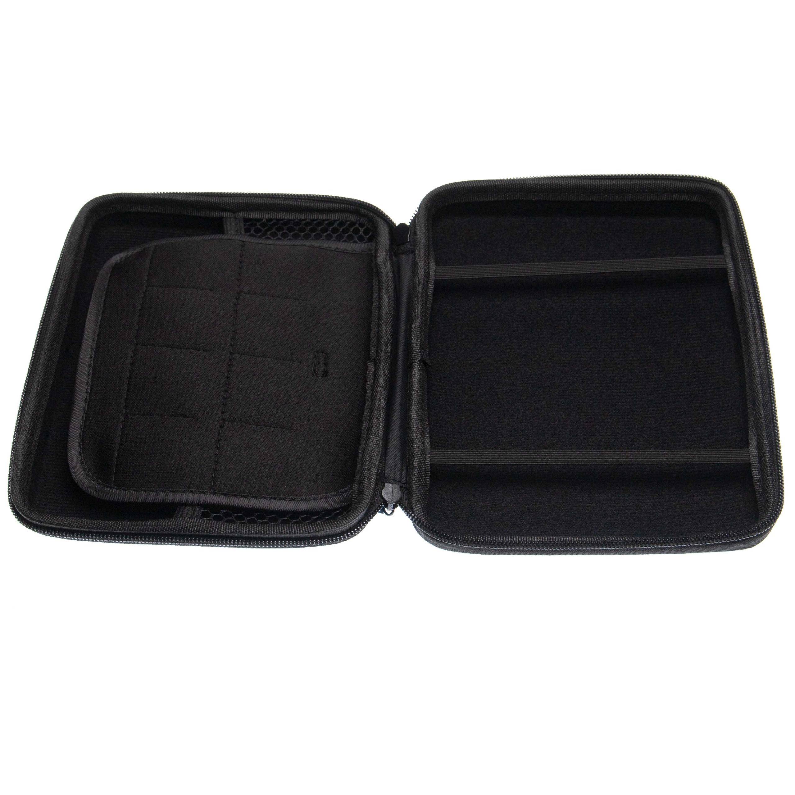 vhbw Tasche kompatibel mit Nintendo 2DS Spielekonsole - Schutzhülle, Tragetasche + Trageschlaufe mit Karabinerhaken, schwarz, rot