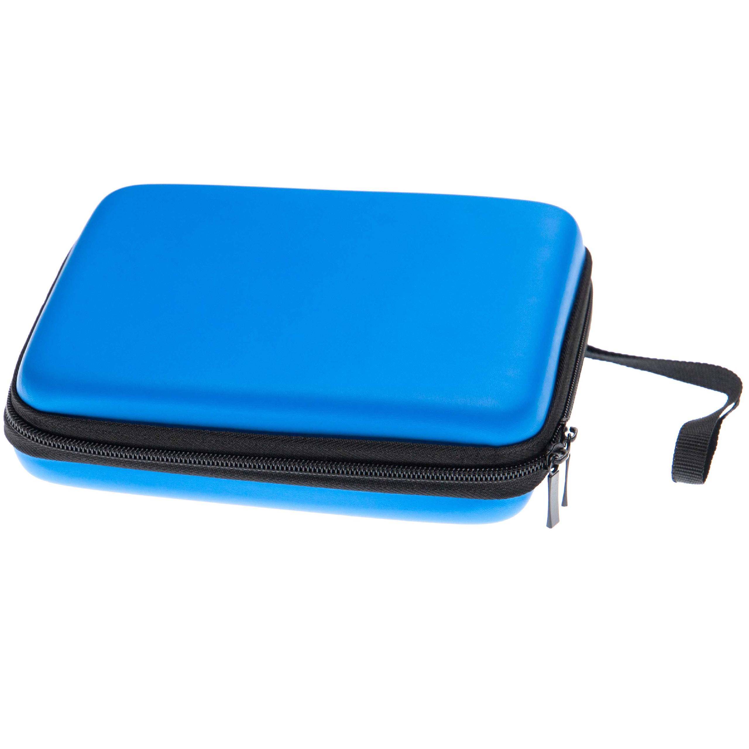 vhbw Tasche kompatibel mit Nintendo 2DS Spielekonsole - Schutzhülle, Tragetasche + Trageschlaufe mit Karabinerhaken, schwarz, blau