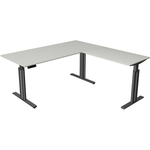 Sitz-/Stehtisch Move 3 elegant BxTxH 180x180x72-120cm + Anbautisch lichtgrau