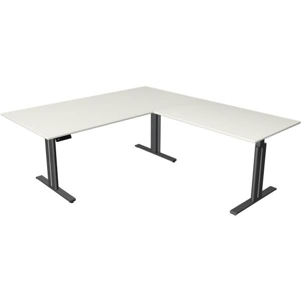 Sitz-/Stehtisch Move 3 elegant BxTxH 200x220x72-120cm + Anbautisch weiß