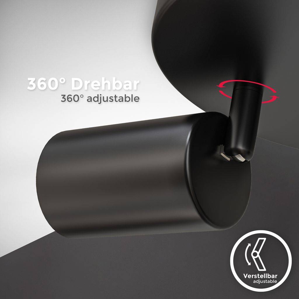 Retro LED Deckenstrahler 4-flammig 230V Deckenlampe Spot schwenkbar Schwarz GU10