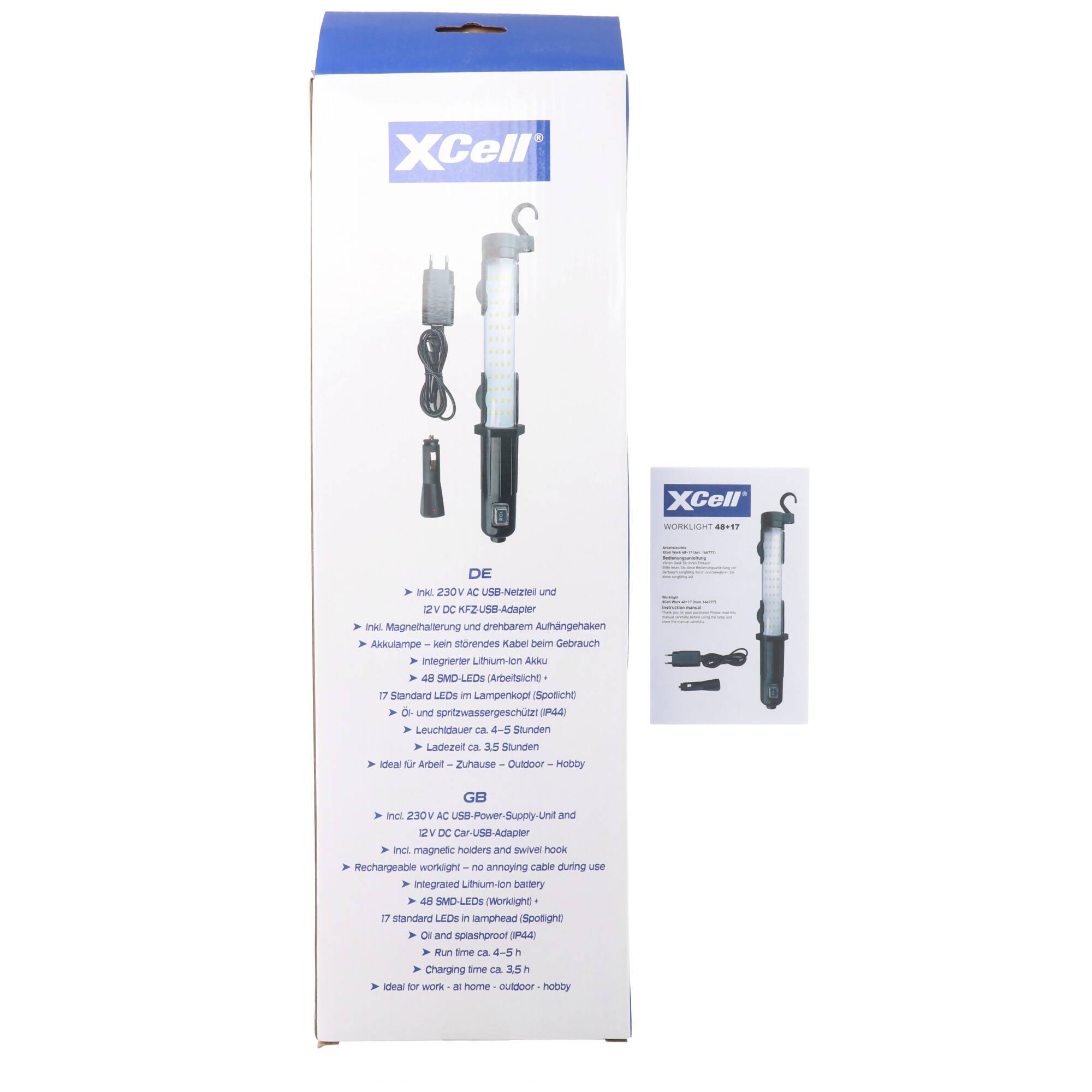 Profi Arbeitsleuchte LED-Taschenlampe mit 65 LED inklusive Akku und Ladegerät sowie 12V Adapter