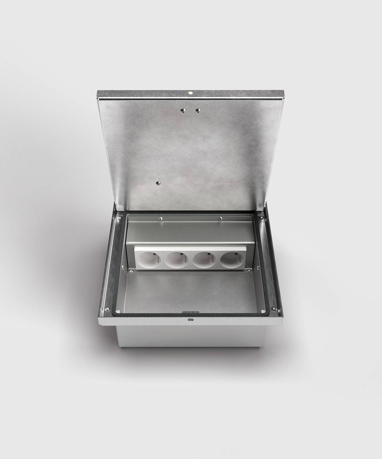 Bodensteckdose/ Bodentank 2004B; 3x Schuko, 1x RJ45 2fach