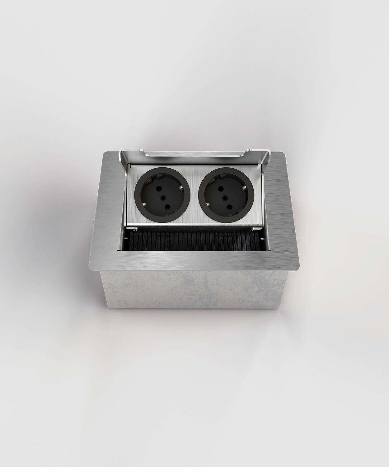 Bodensteckdose/ Bodentank 3202E; 2x Schuko; inkl. Aufnahmebox