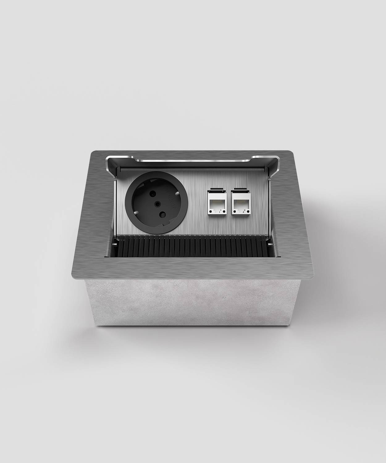 Bodensteckdose/ Bodentank 3202E; 2x Schuko; inkl. Aufnahmebox