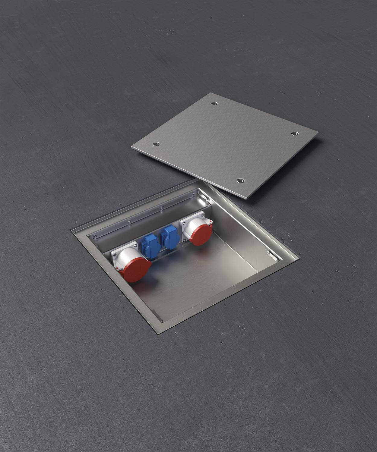 CEE- Bodentank 6522A; 2x Schuko, 1x CEE 5/16A 400V, 1x CEE 5/32A 400V,