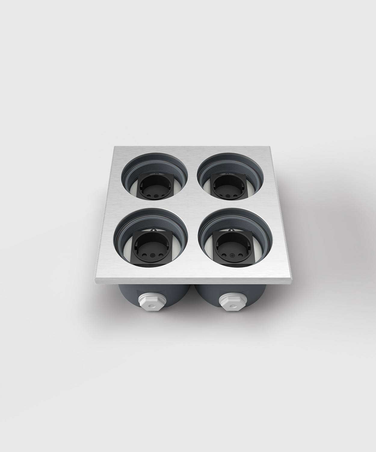 Bodensteckdose/ Bodentank 7604A; 2x Schuko, 2x RJ45 1fach,